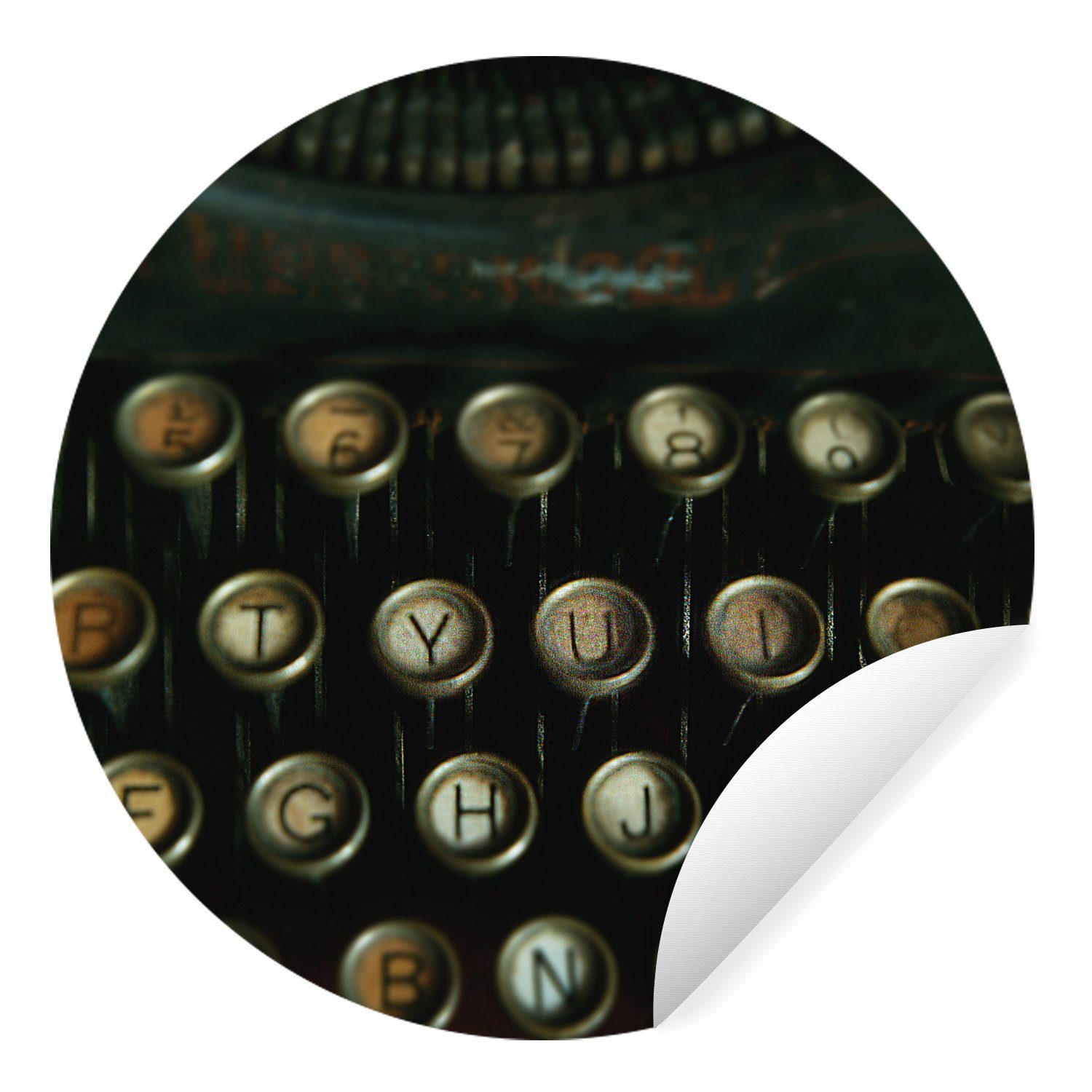 Schreibmaschine Tastatur Wandsticker Rund, Vintage - (1 Tapetenkreis für Tapetenaufkleber, - St), MuchoWow Wohnzimmer Kinderzimmer,