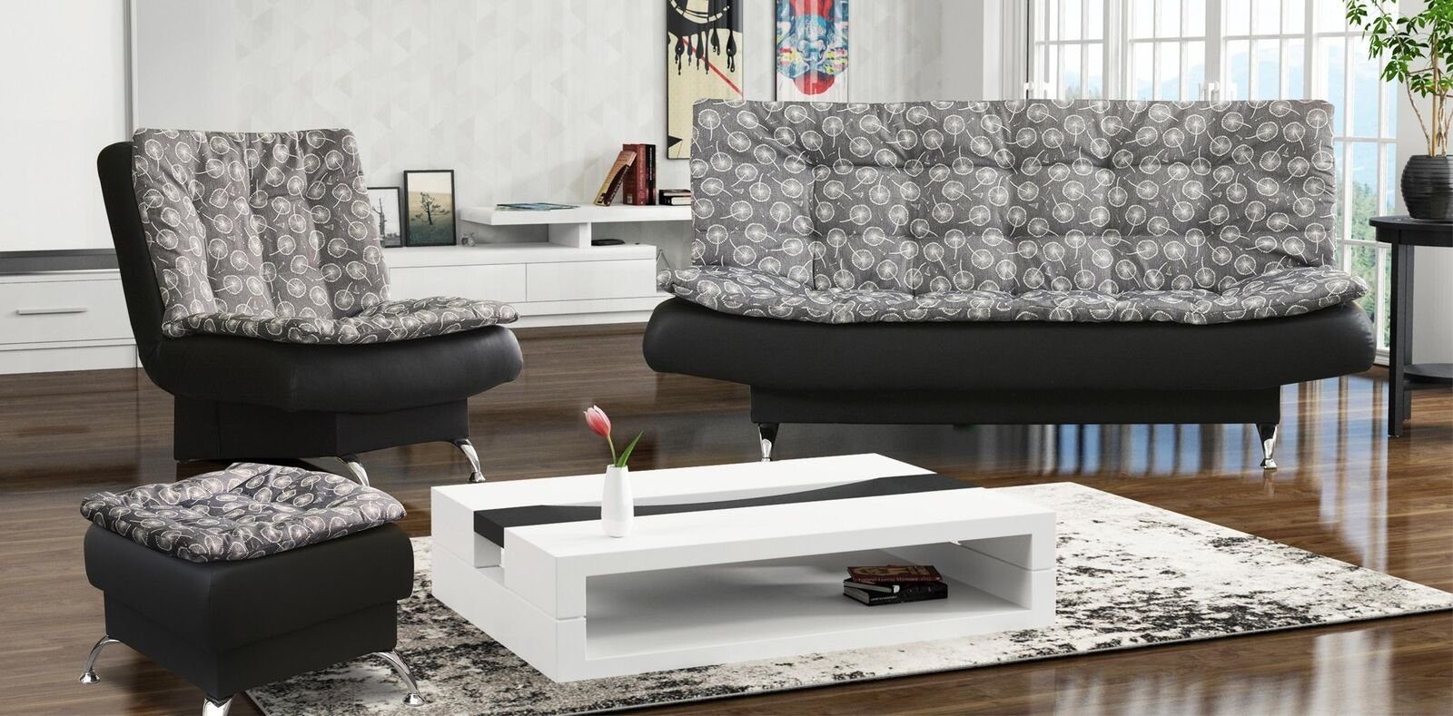 JVmoebel Sofa, Relax Hocker Design Couch Lounge Sofa Sofagarnitur 3+1  Sitzer Wohnlandschaft Neu