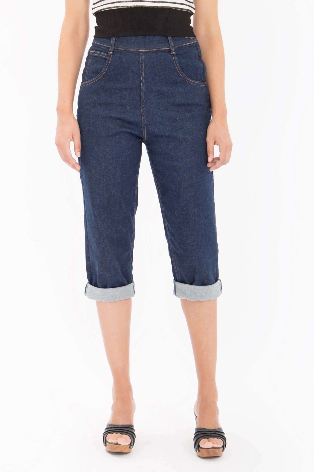 QueenKerosin Caprijeans mit seitlichem High Reißverschluss, Waist