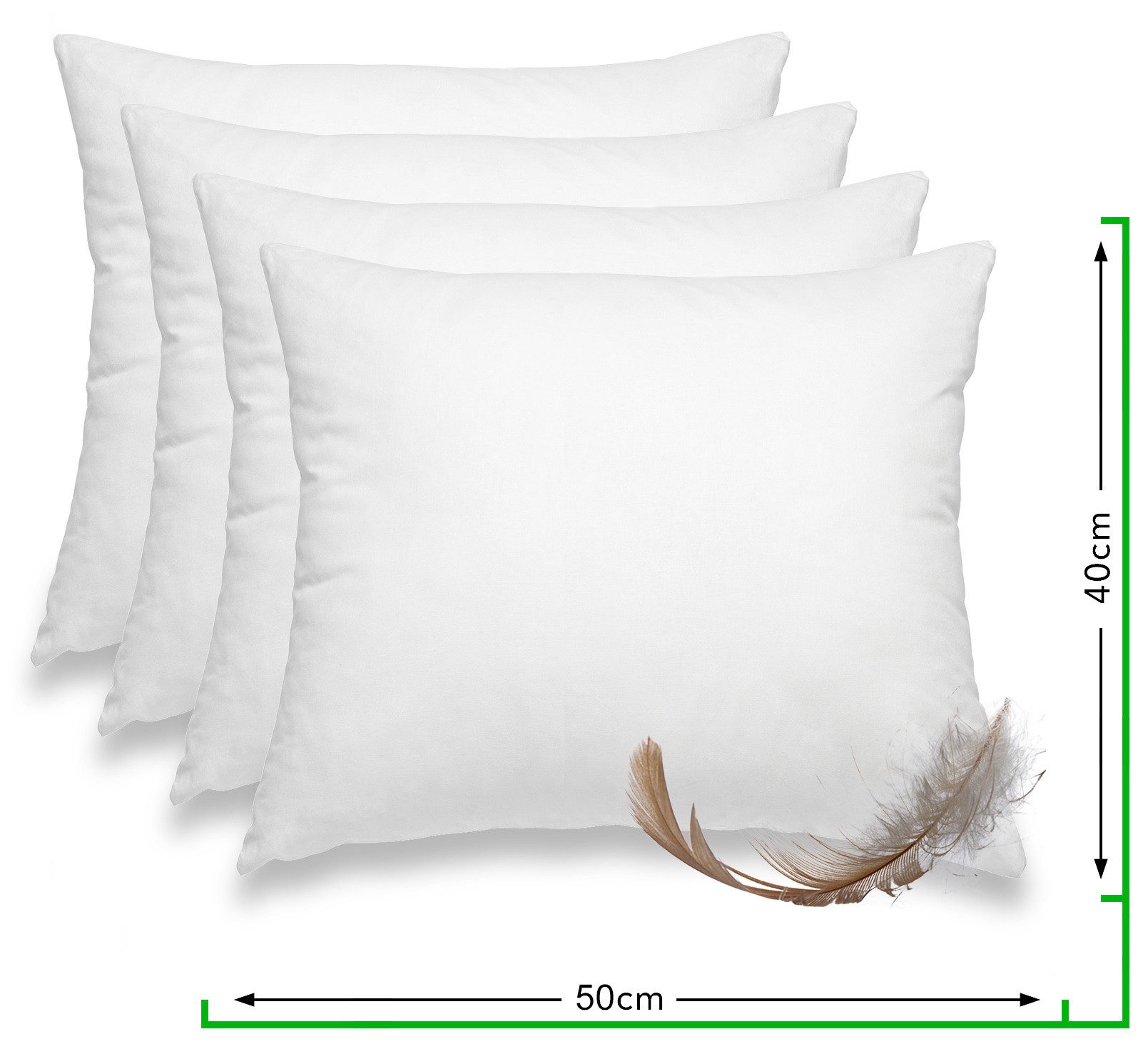 wometo Federkissen 4er Pack, 40x50 cm, Füllung: Federn, Bezug: Baumwolle, 4er Set, OEKO-TEX®, Kissenfüllung Bezug Baumwolle & 100% Federn
