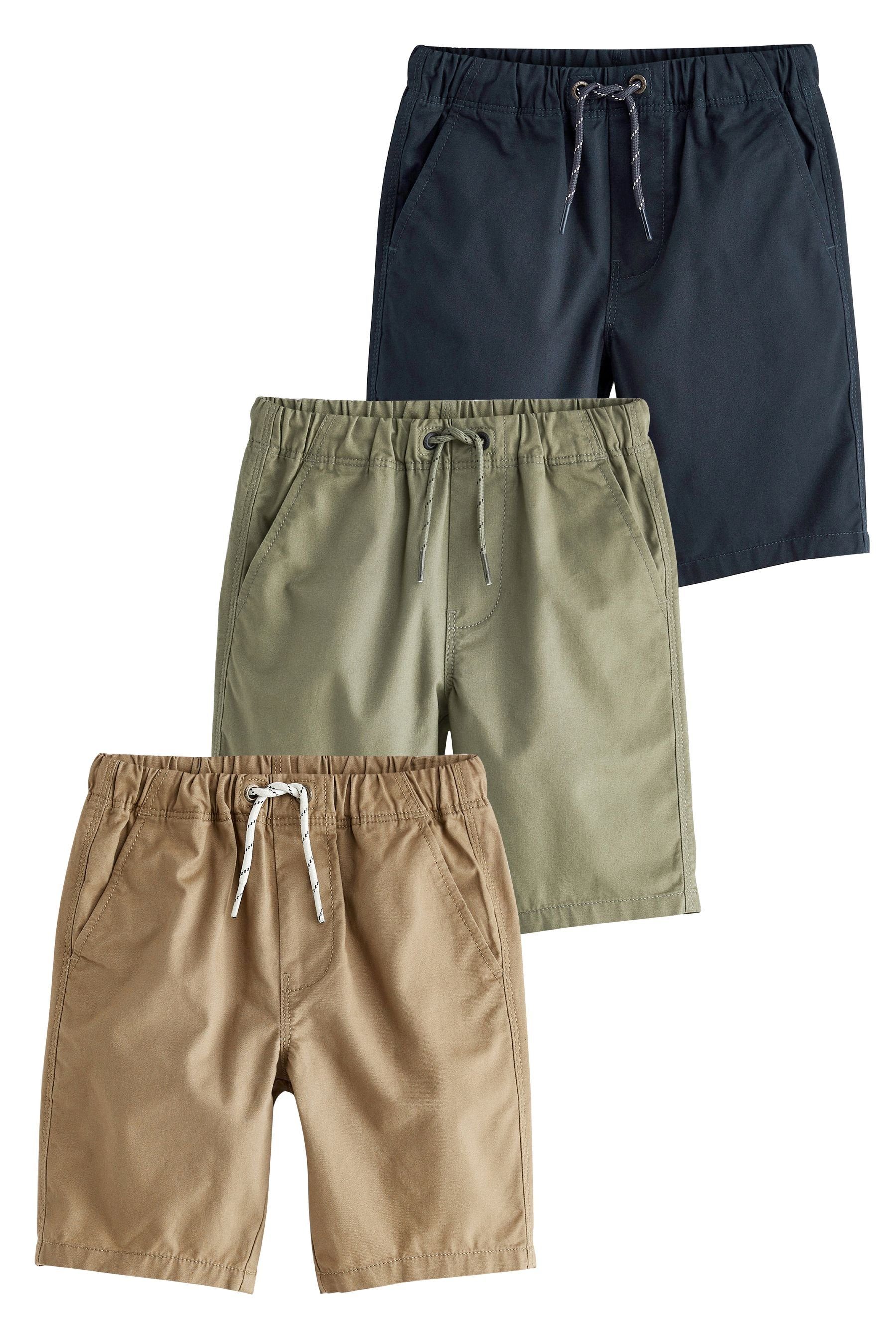 Khaki Green/Tan im Shorts 3er-Pack (3-tlg) Brown Schlupf-Shorts Next