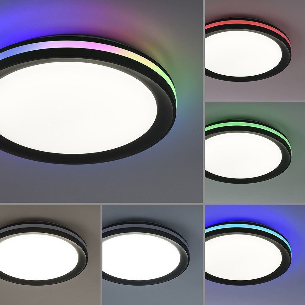 SellTec 1xLED-Board/3W/RGB, 40 LED Lichtwechsel Deckenleuchte warmweiß schwarz tageslichtweiß, 1xLED-Board/17W/2700-5000K, rund Deckenleuchte bis LED cm GANGES, RGB CCT