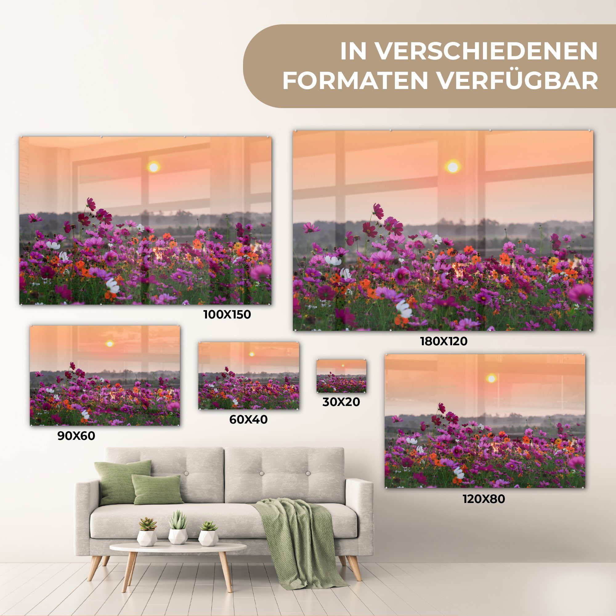 Acrylglasbilder Acrylglasbild - (1 Schlafzimmer Herbst MuchoWow Blumen St), Sonne, & - Wohnzimmer