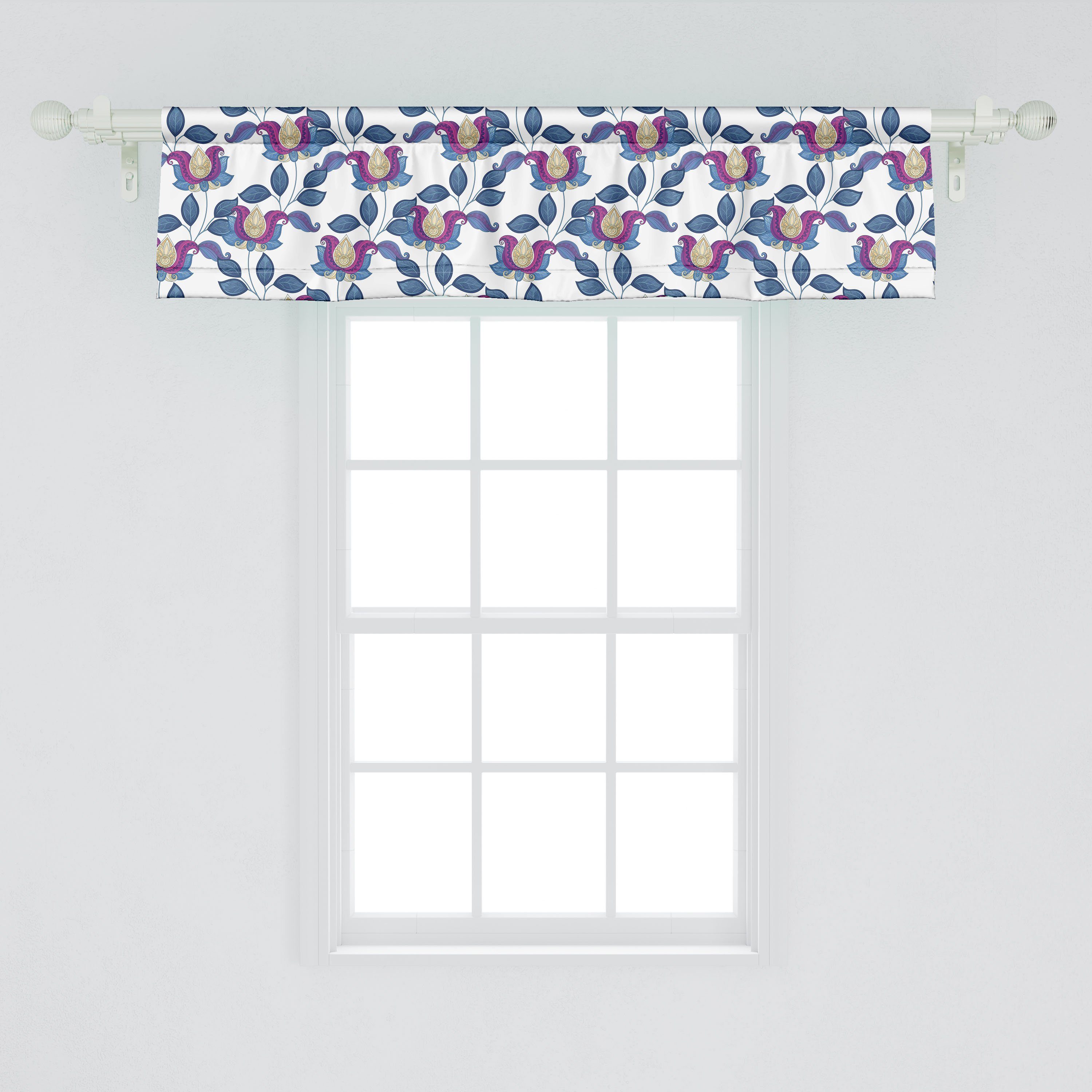 Abakuhaus, Vibrant Vorhang Küche Dekor Shabby Scheibengardine Volant mit für Stangentasche, Vintages Schlafzimmer Microfaser, Blume
