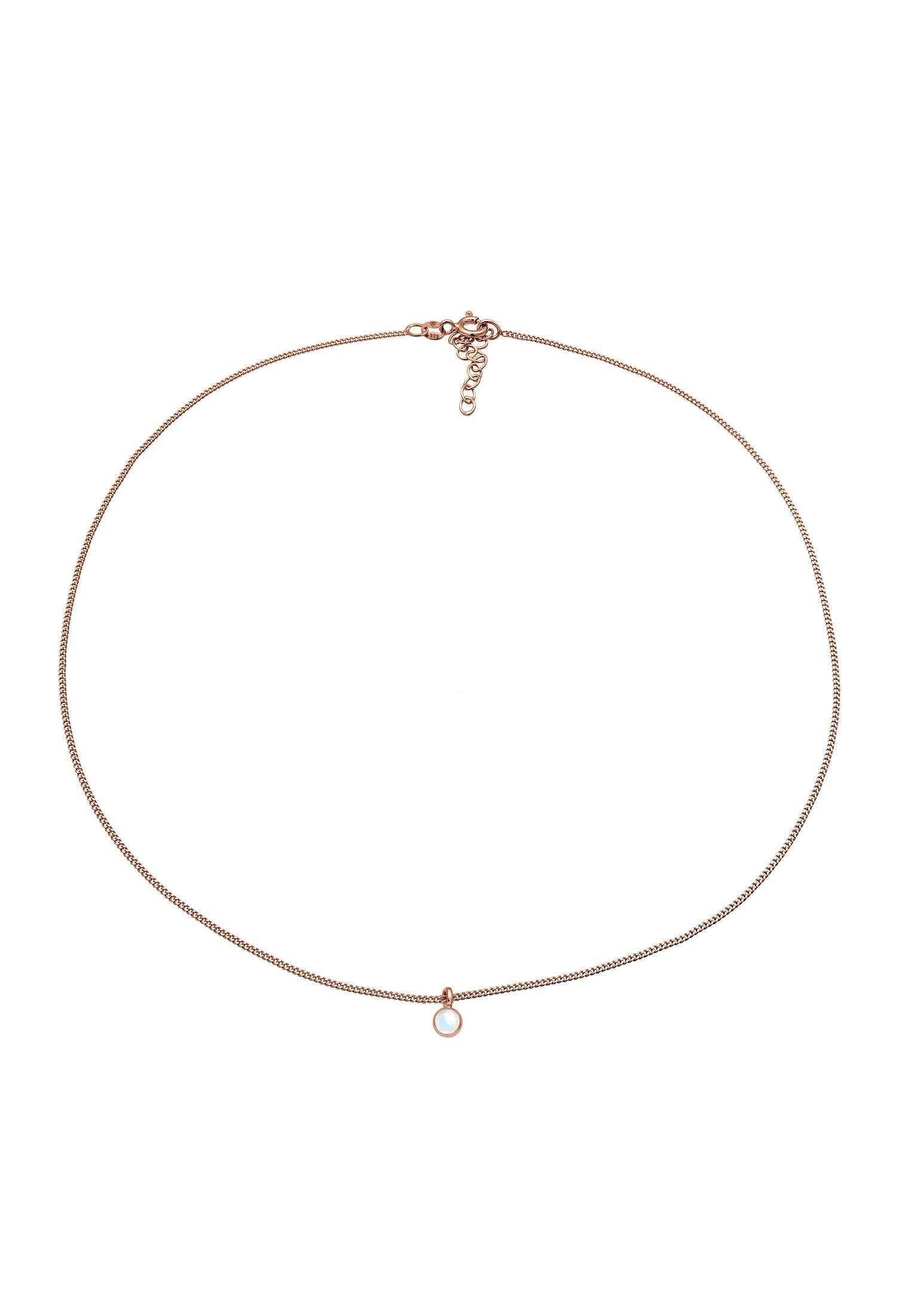 Elli Collier Choker mit Anhänger Mondstein Rund 925 Silber
