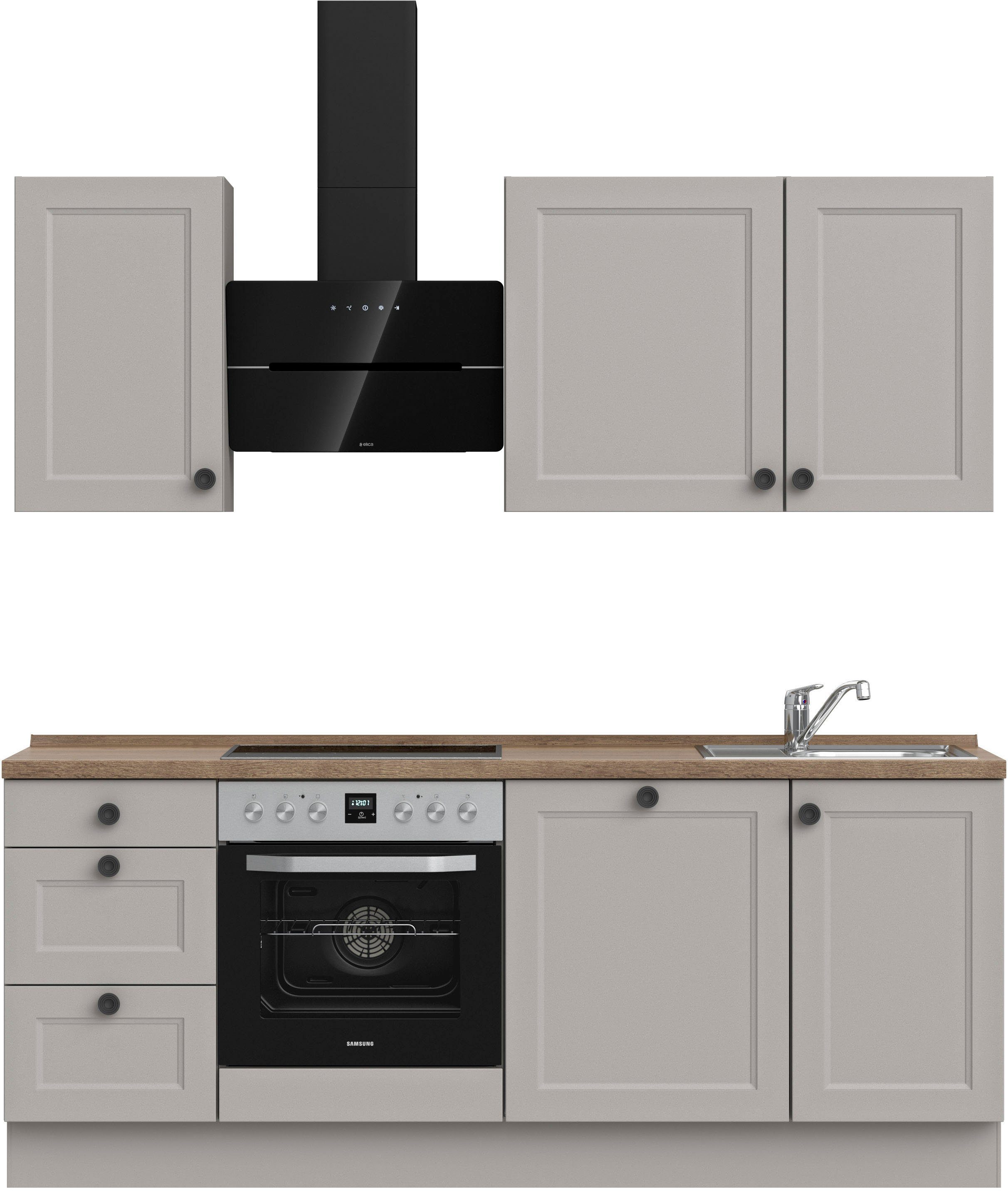 nobilia® Küchenzeile "Cascada premium", vormontiert, Ausrichtung wählbar, Breite 210 cm, mit E-Geräten