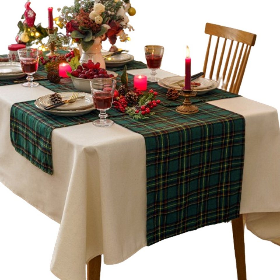 FELIXLEO Neujahr für 40*180 Tischläufer Buffalo Plaid Tischläufer Weihnachten Urlaub Dekor