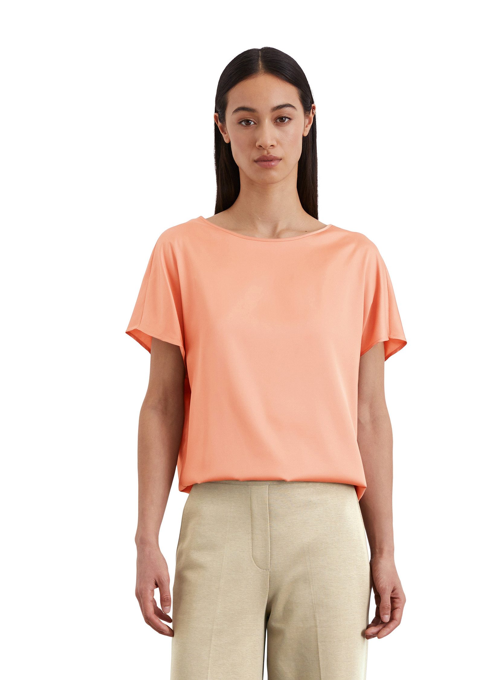Marc O'Polo Kurzarmbluse aus Viskose-Satin-Stretch