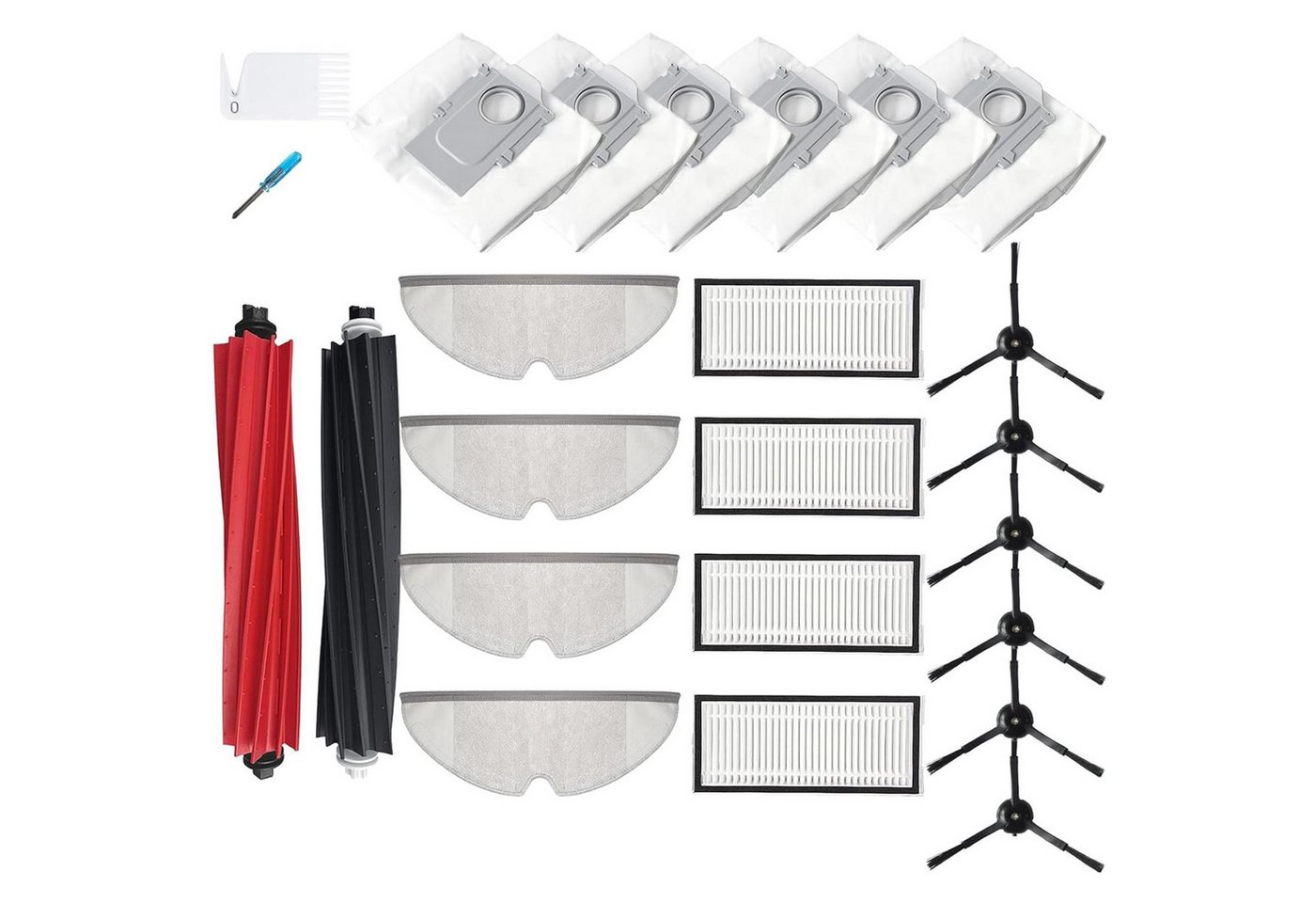 VERCO Reinigungsbürsten-Set Reinigungskit für Roborock, Q5 Pro, Q5 Pro Plus, Roborock Q8 Max, Q8 Max Plus, (24-tlg), Ersatz Teile Set Wartungskit Filter Seitenbürste Zubehör Bürste