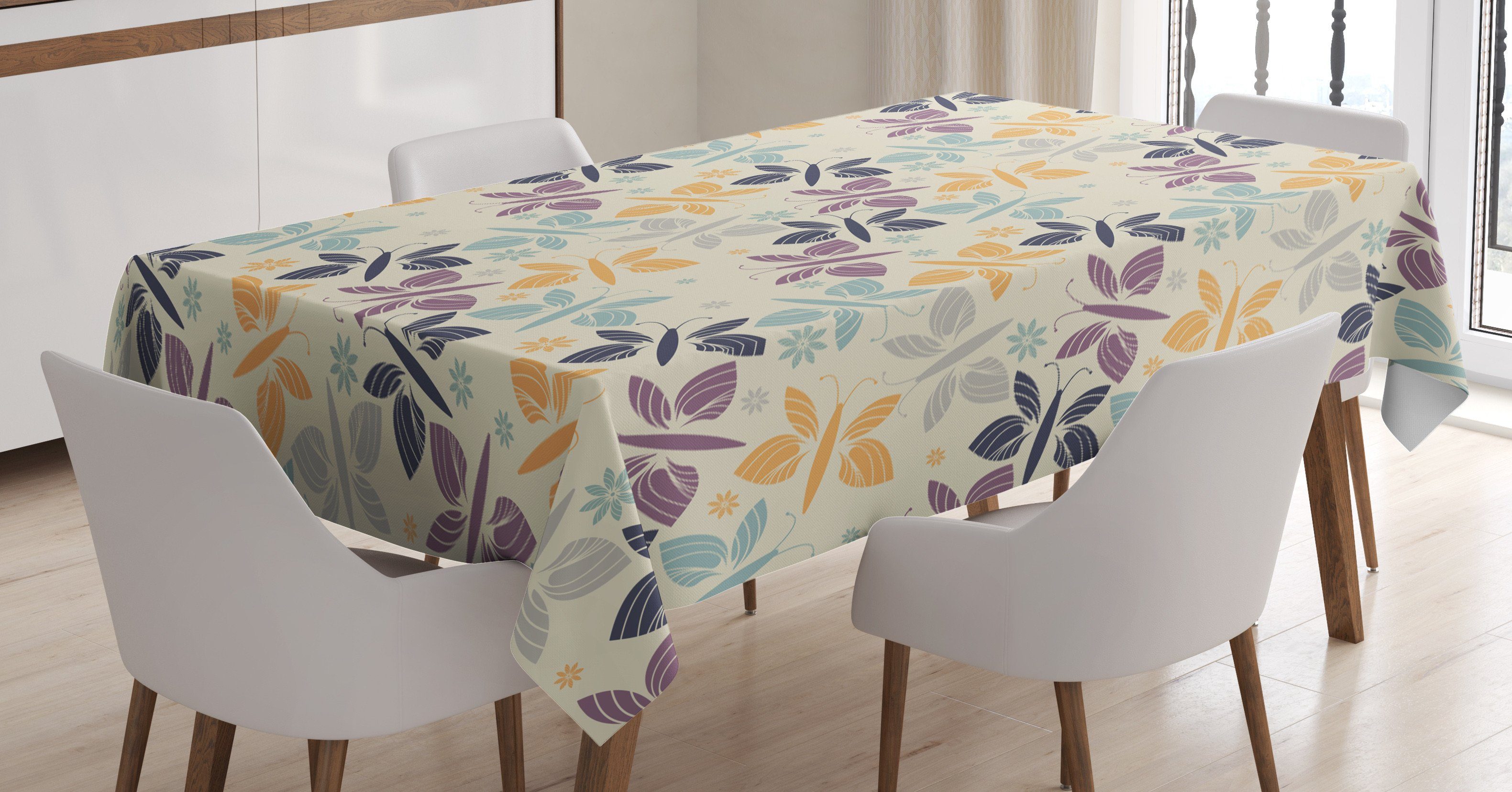 Abakuhaus Tischdecke Farbfest Waschbar Für den Außen Bereich geeignet Klare Farben, Schmetterling Abstrakt Frühling