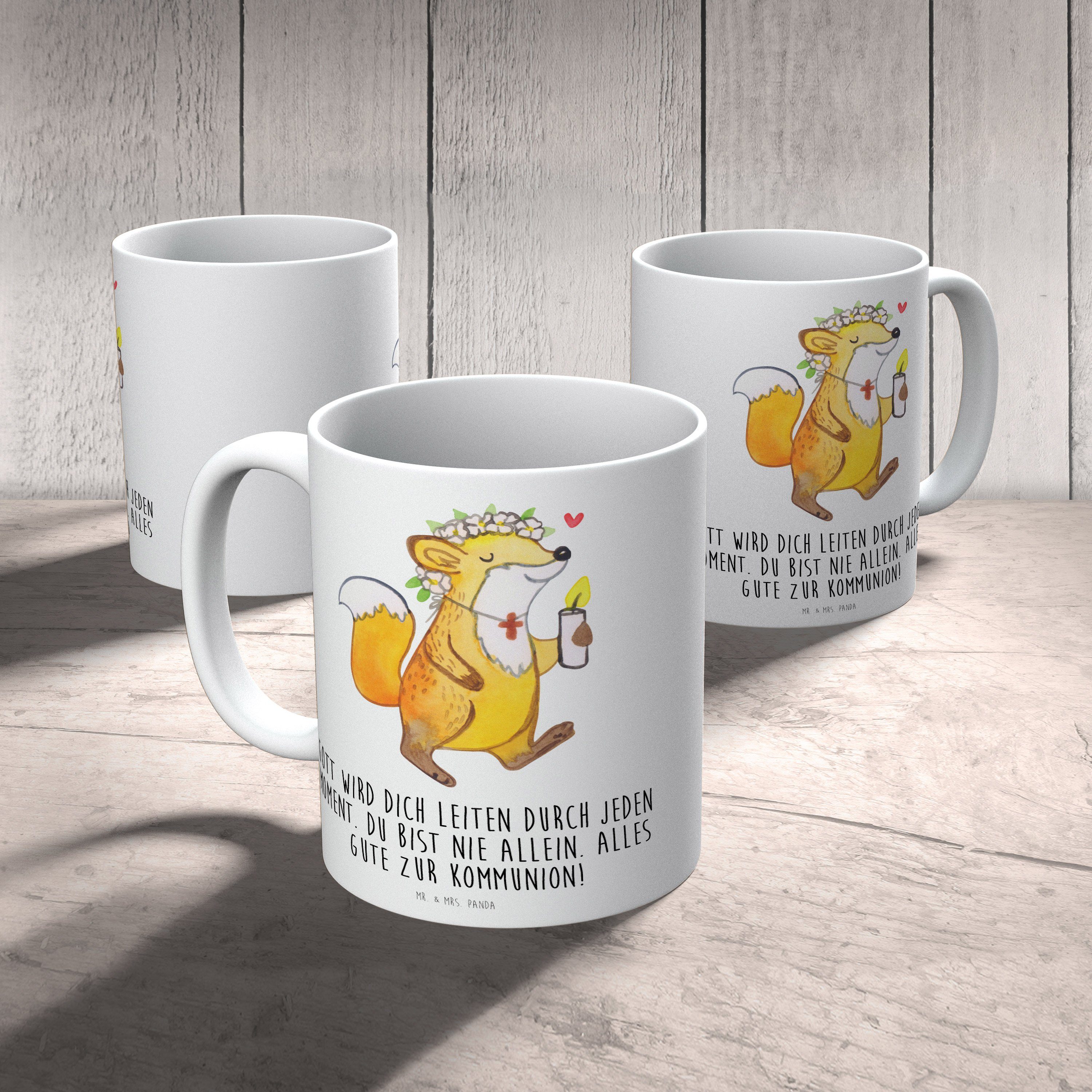 Mr. & Mrs. Panda Tasse - Keramik Lie, Fuchs - Geschenk, Kommunion Mädchen Geschenk, Weiß Konfirmation