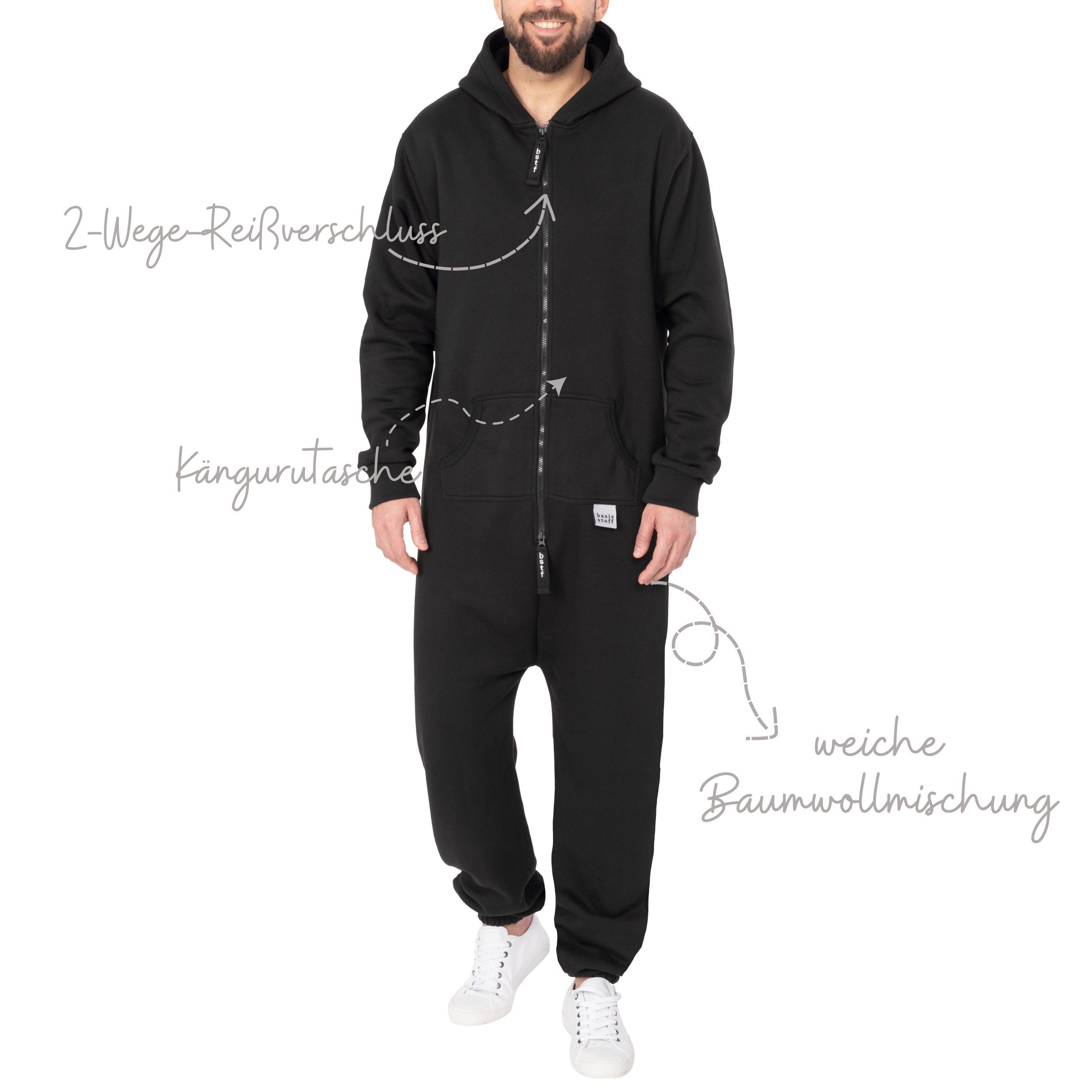 Basisstoff Jumpsuit Basisstoff Sheesh Herren Jumpsuit Overall Onesie Einteiler