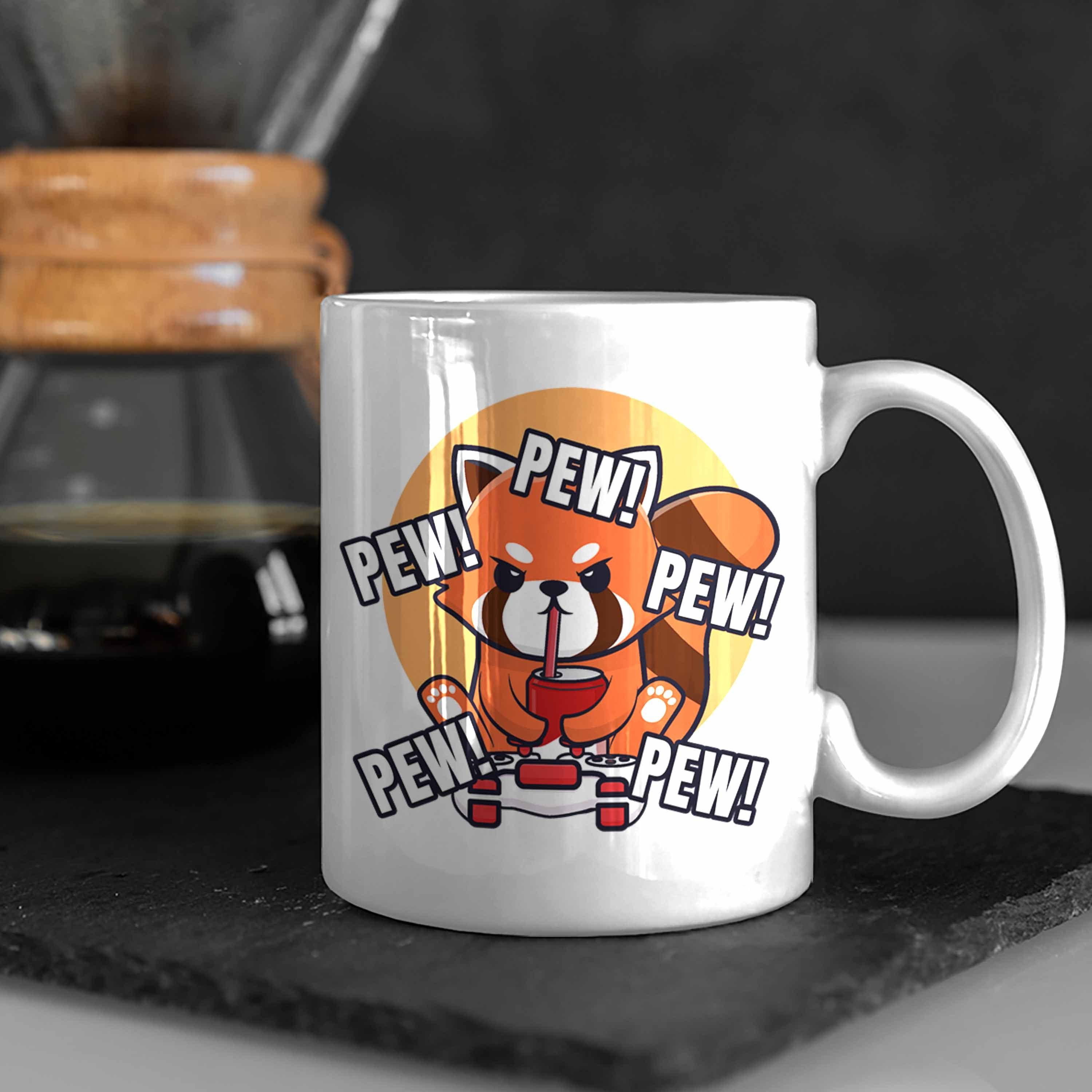 Tasse Grafik Tasse Gamer Mädchen Kinder Lustige - Pew Jungen Trendation für Trendation Geschenkidee Gaming Panda Jungs Weiss