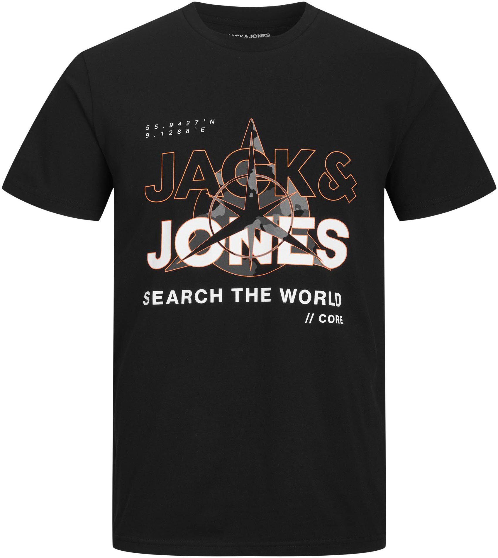 Jones Rundhalsshirt Jack TEE JCOHUNT CREW NECK SS LN black &