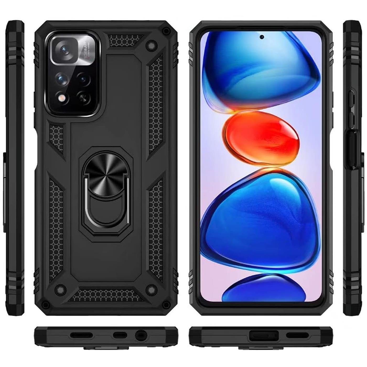 CoolGadget Handyhülle Armor Shield Case für Xiaomi Redmi Note 11 Pro 4G / 5G 6,67 Zoll, Outdoor Cover Magnet Ringhalterung Handy Hülle für Redmi Note 11 Pro – Bild 2 von 5