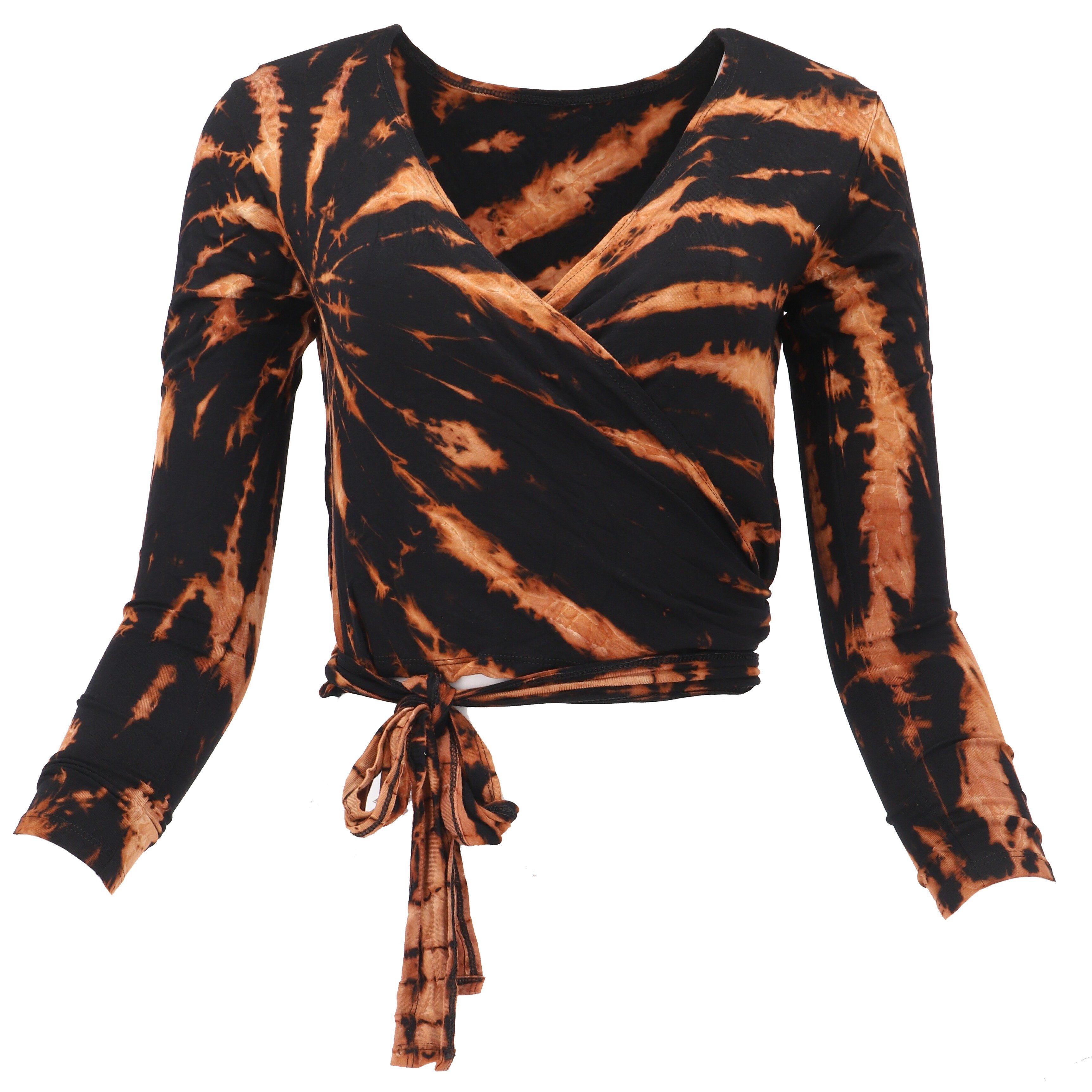 Guru-Shop Longsleeve Batik Wickeltop, Yogatop, Langarmshirt günstig online kaufen