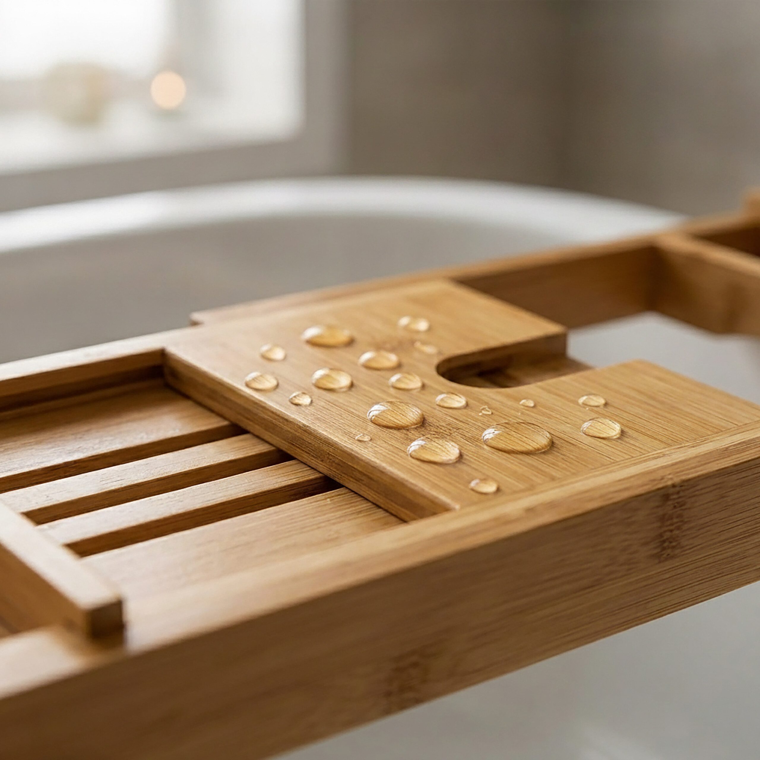 relaxdays Badewannenablage Bambus mit Buchstütze