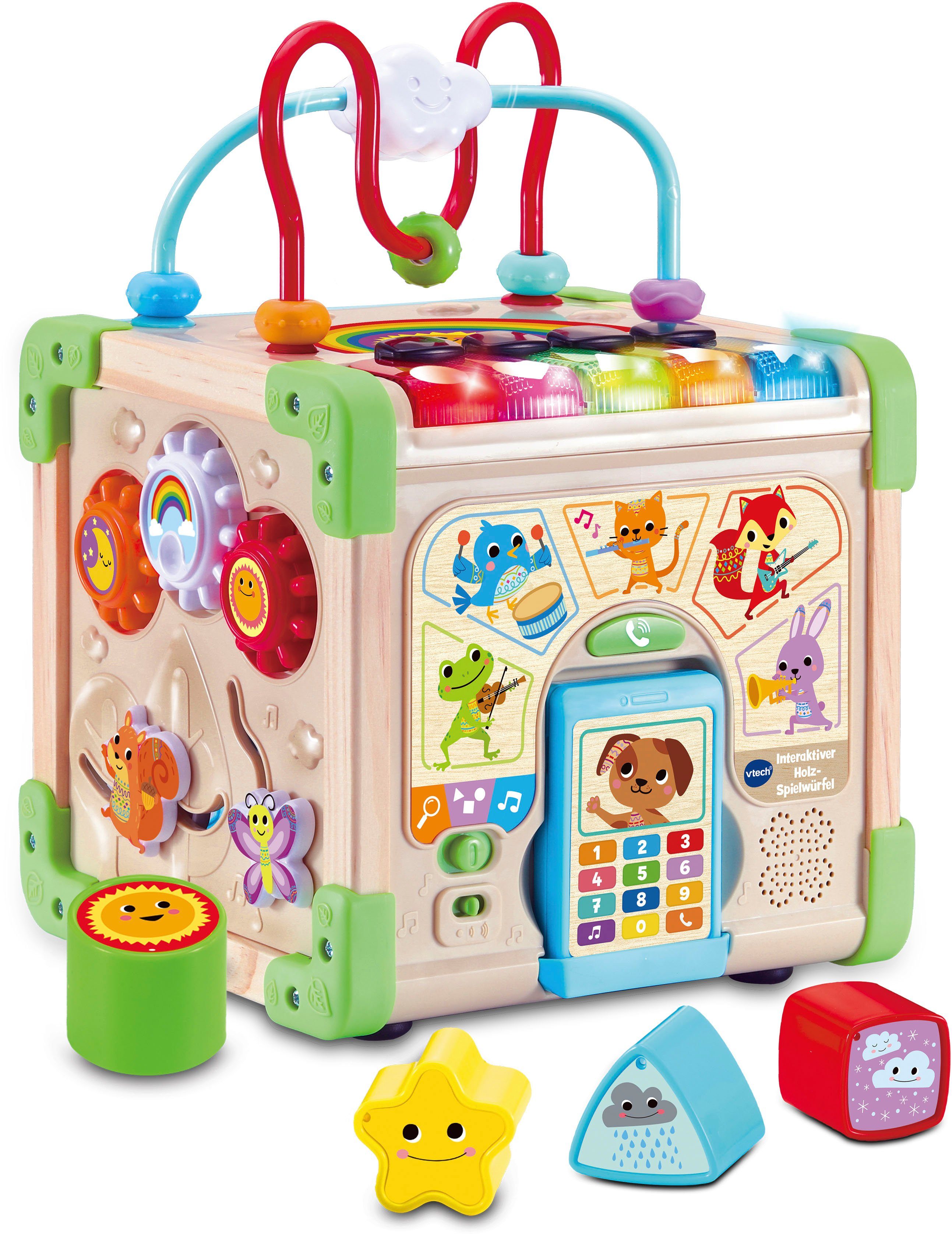 Vtech® Motorikwürfel Vtech Baby, Interaktiver Holz-Spielwürfel