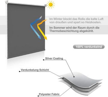 Rollo Klemmfix-Thermo-Rollo, verdunkelnd, ohne Bohren, Freihängend, Klemmfix, Hitzeschutz