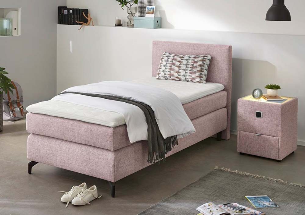 Jockenhöfer Gruppe Boxspringbett ALINA inkl. Bonnell- oder Tonnentaschenfederkernmatratze H2-H3, mit Kaltschaumtopper, Strukturstoff-Bezug, 90/140/180 cm x 200 cm