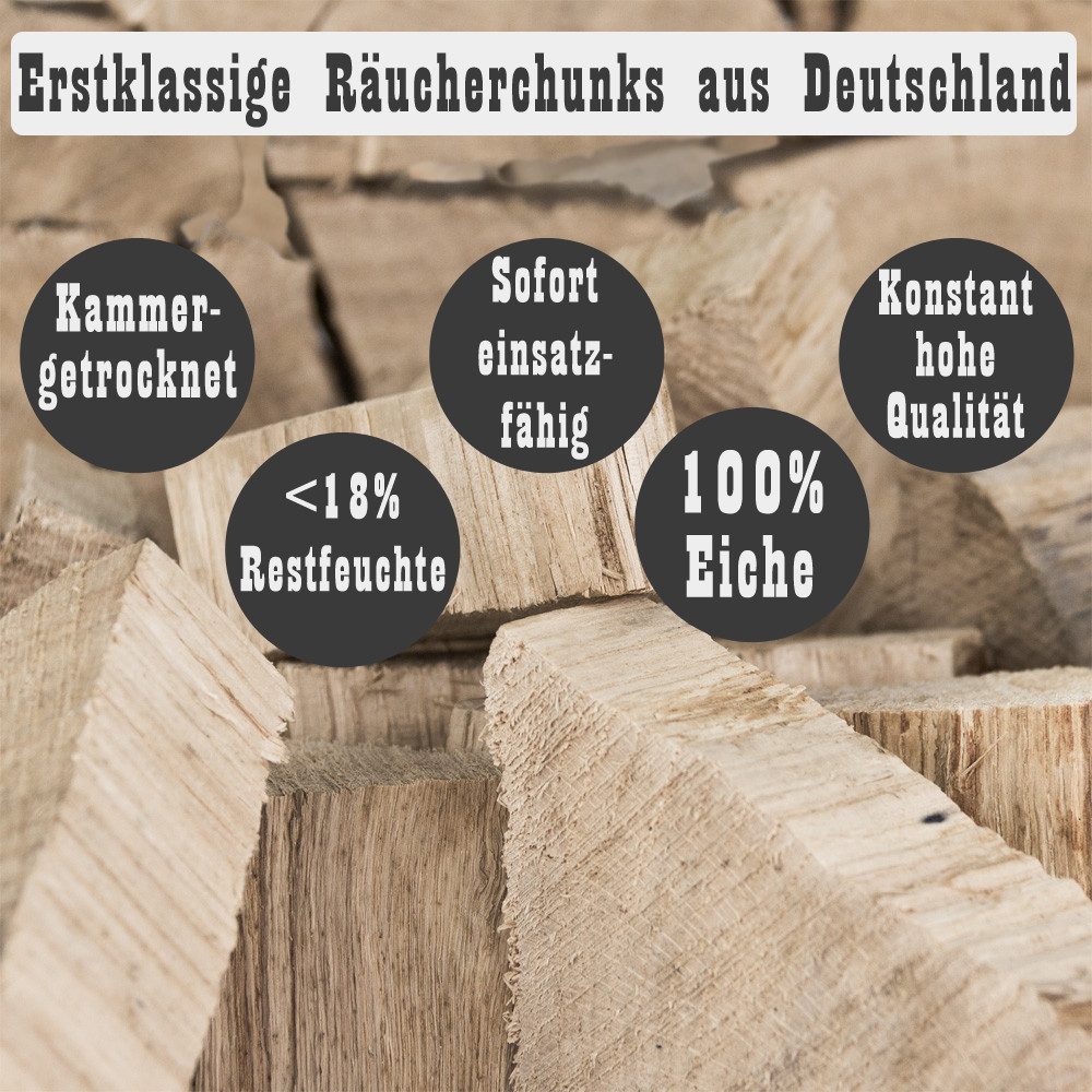 Grillmaster Räucherspäne Räucherklötze 4kg Eiche Chunks Räuchern Smoken BBQ Grill Feuer, 4 kg