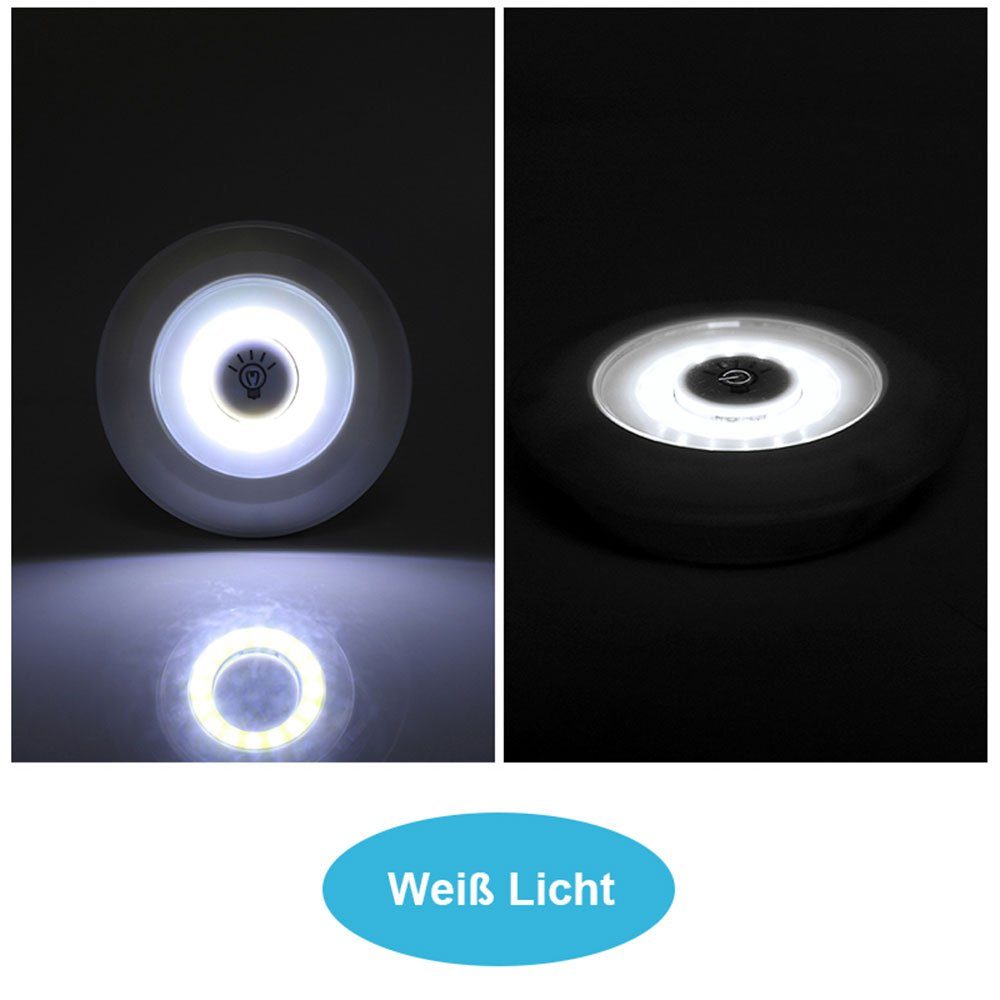 Rosnek LED Nachtlicht 3/6 Stück, warmweiß, Timer, weiß, Schrank Touch, Schrank Bücherregal, Fernbedienung, für batteriebetrieben Press drahtlos