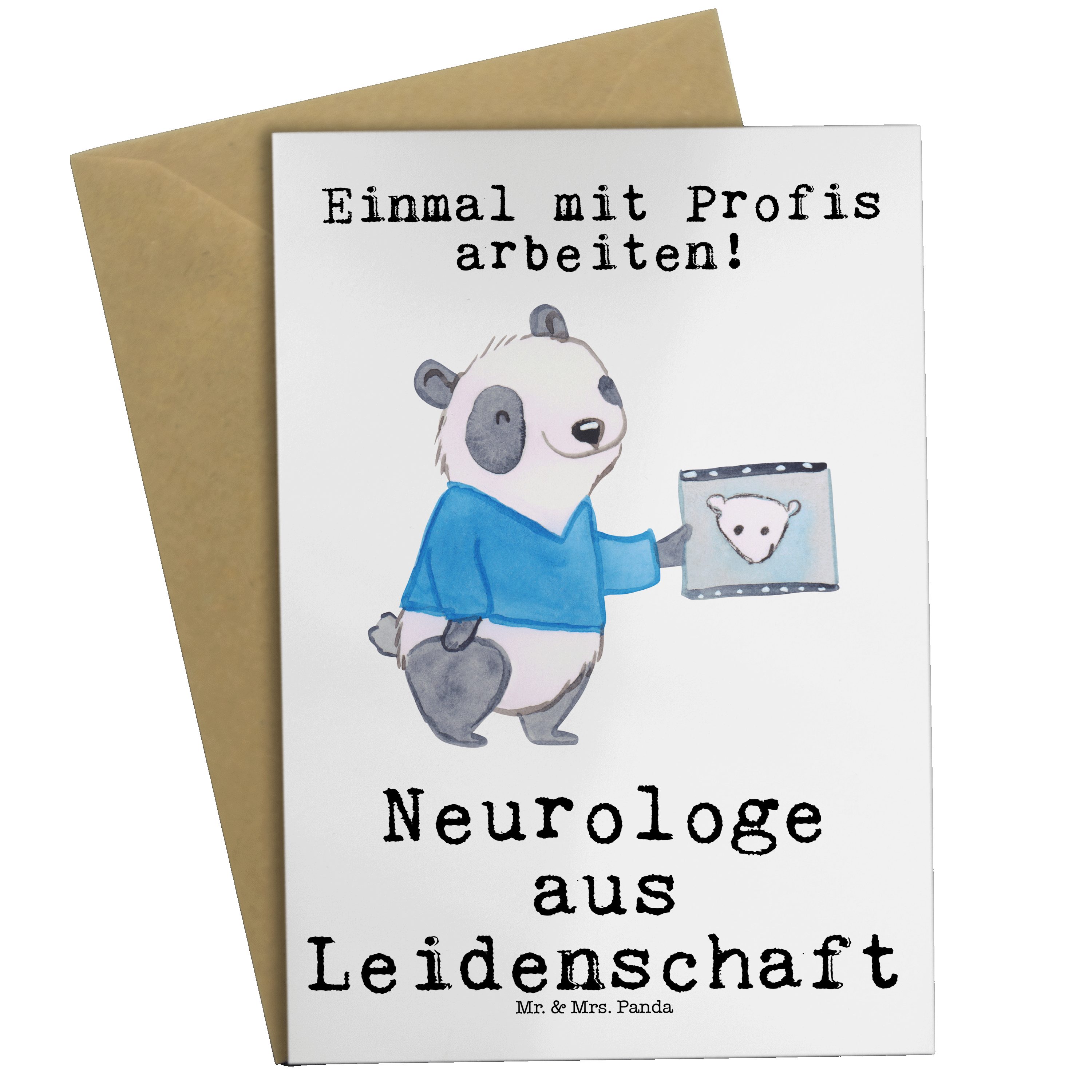 Mr. & Mrs. Panda Grußkarte Neurologe aus Leidenschaft - Weiß - Geschenk, Mediziner, Krankenhaus