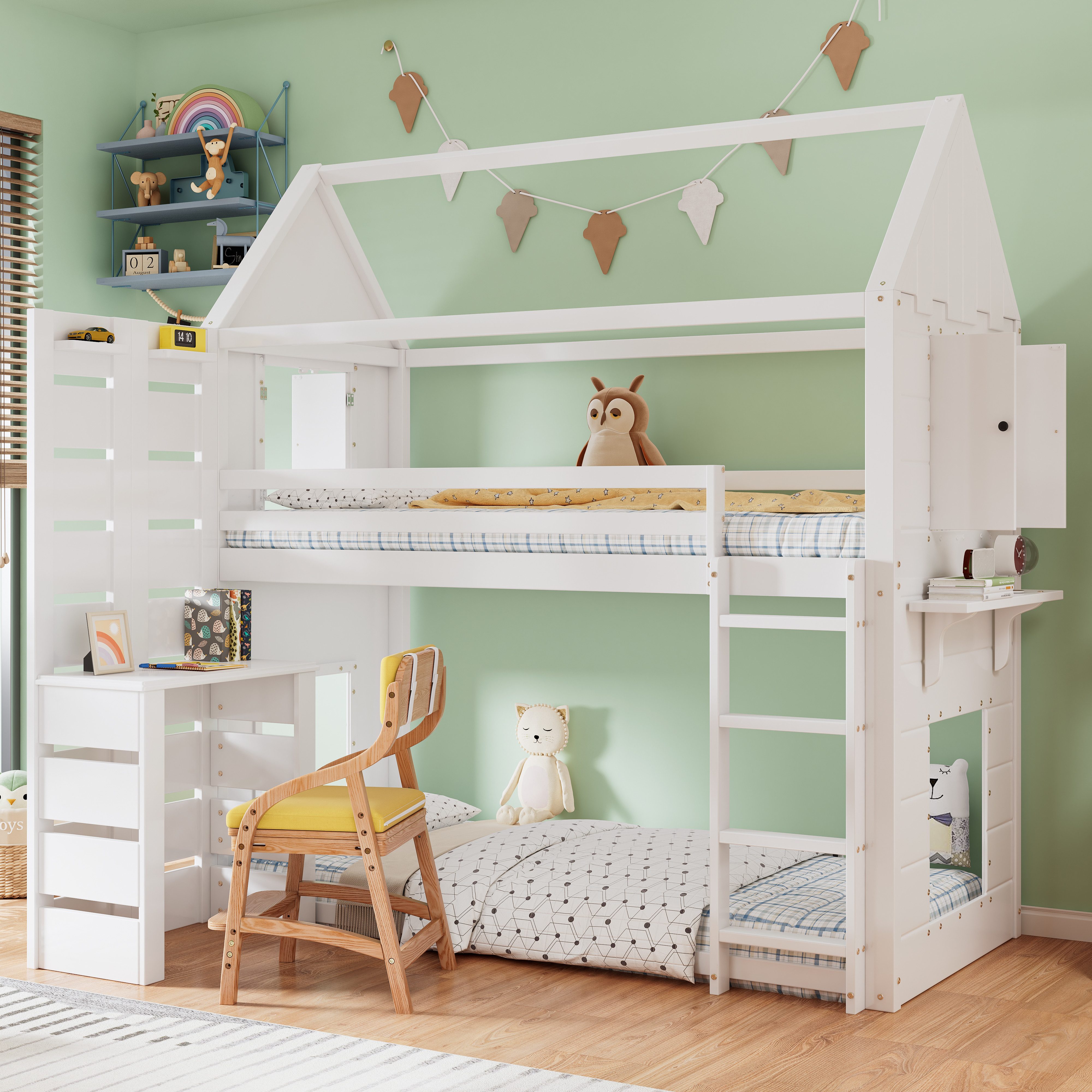 Flieks Etagenbett, Kinderbett Hausbett 90x200cm mit günstig online kaufen