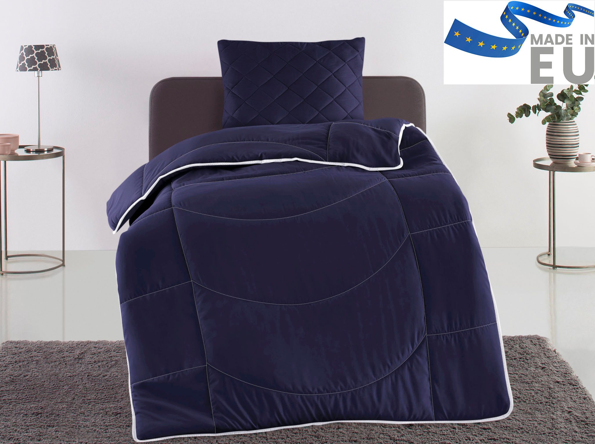 my home Steppbett + Kopfkissen Microlux, Bettdecke 135x200 cm, 155x220 cm, günstig online kaufen