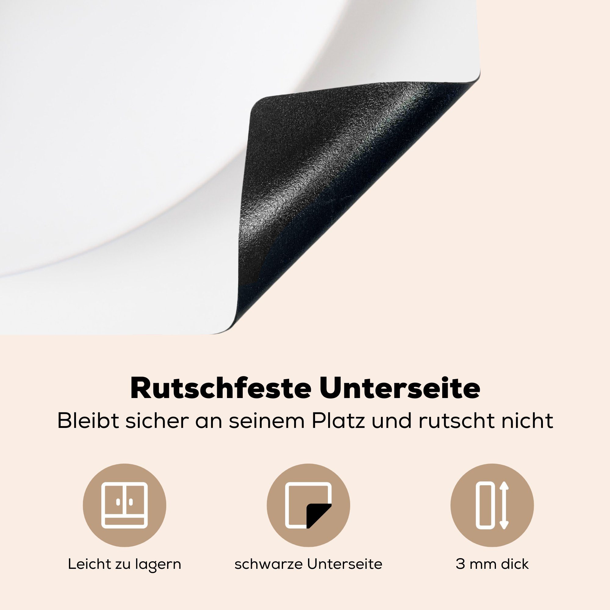 mit Herdblende-/Abdeckplatte Arbeitsplatte für großen Porzellanteller cm, Ceranfeldabdeckung, küche 78x78 einer Vinyl, tlg), Münzpflanze, MuchoWow (1 Ein