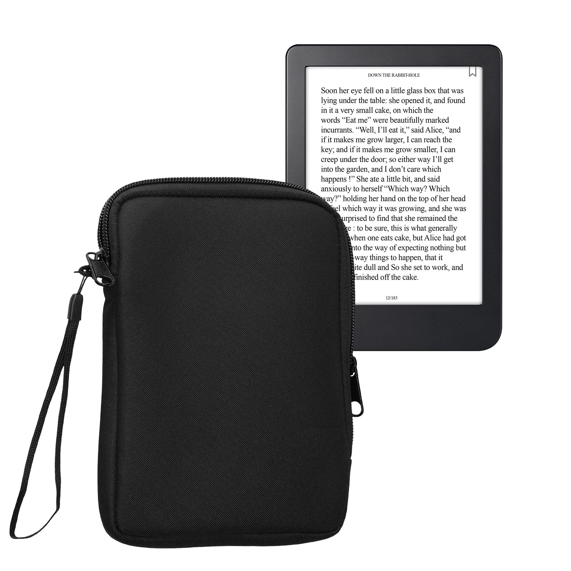 kwmobile E-Reader-Hülle Schutzhülle aus Stoff für 6" eReader Hülle Stoffhülle, Stoffhülle für e-Reader mit Reißverschluss - Schwarz