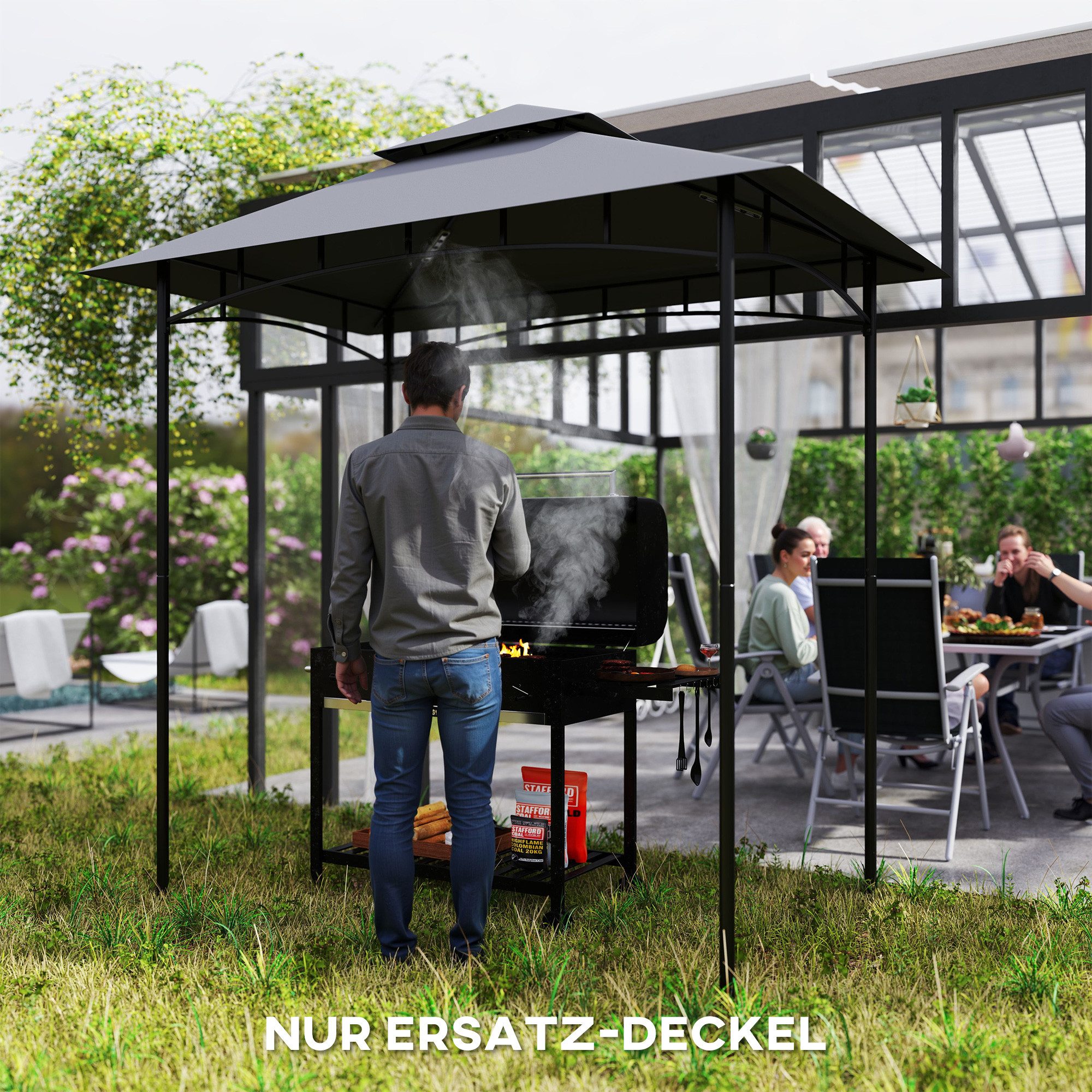 Outsunny Pavillon-Ersatzdach nur Ersatzdach, doppelstöckig, wasserabweisend günstig online kaufen