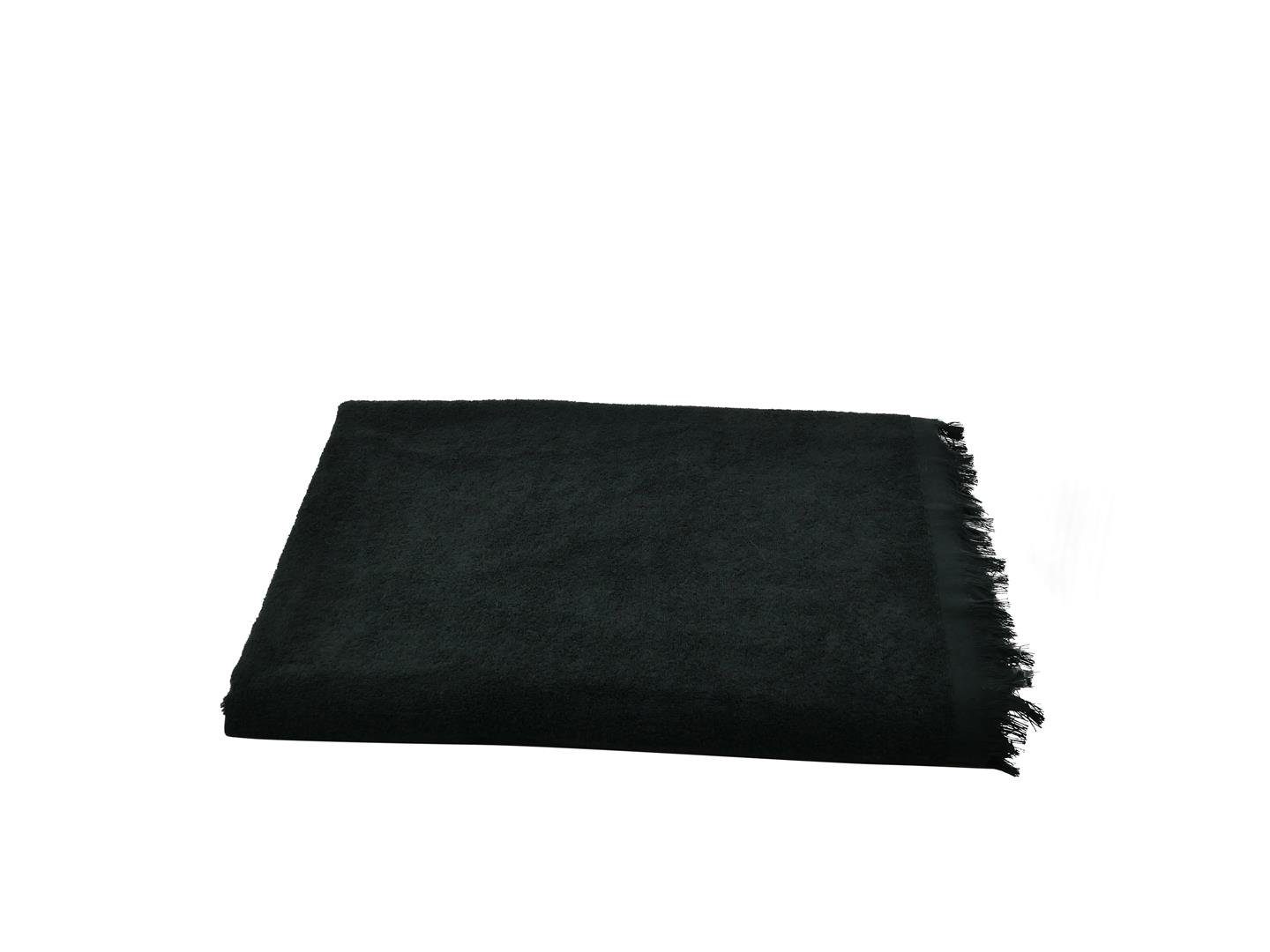 Sensepura Saunatuch Hamamtuch Frottee schwarz 90x180 cm, Frottee (1-St),  klassisches Design, saugstark, gerade Fransen