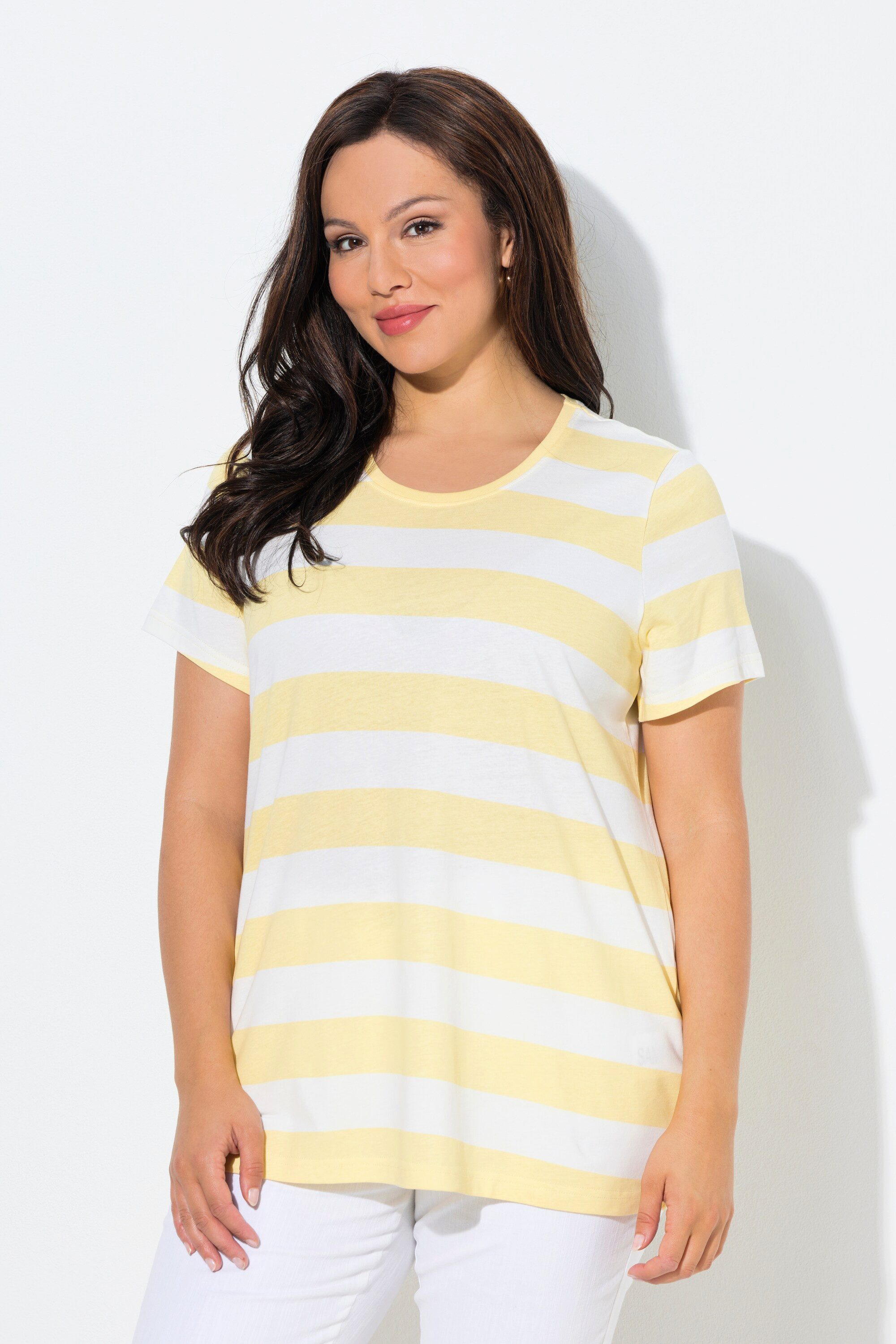 Ulla Popken T-Shirt Shirt Ringel Classic Rundhals Halbarm günstig online kaufen