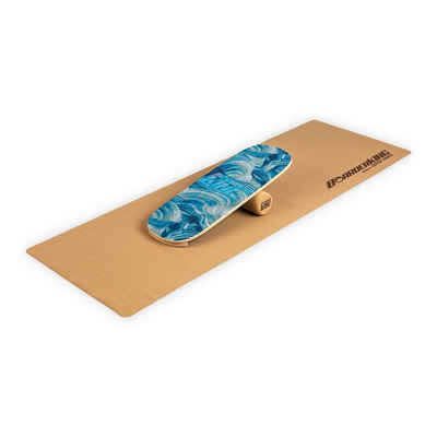 BoarderKING Half Ball »Indoorboard Flow Balance Board + Matte + Rolle Holz / Kork«