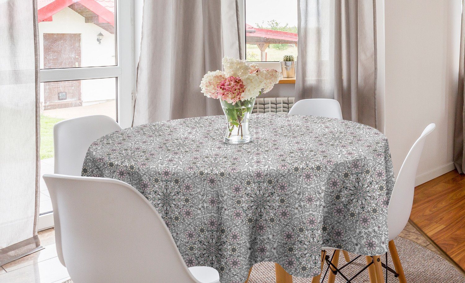 Küche Dekoration, Tischdecke Ethnisch Deckchen Stil Kreis für Blumen-Strudel Abdeckung Esszimmer Abakuhaus Tischdecke
