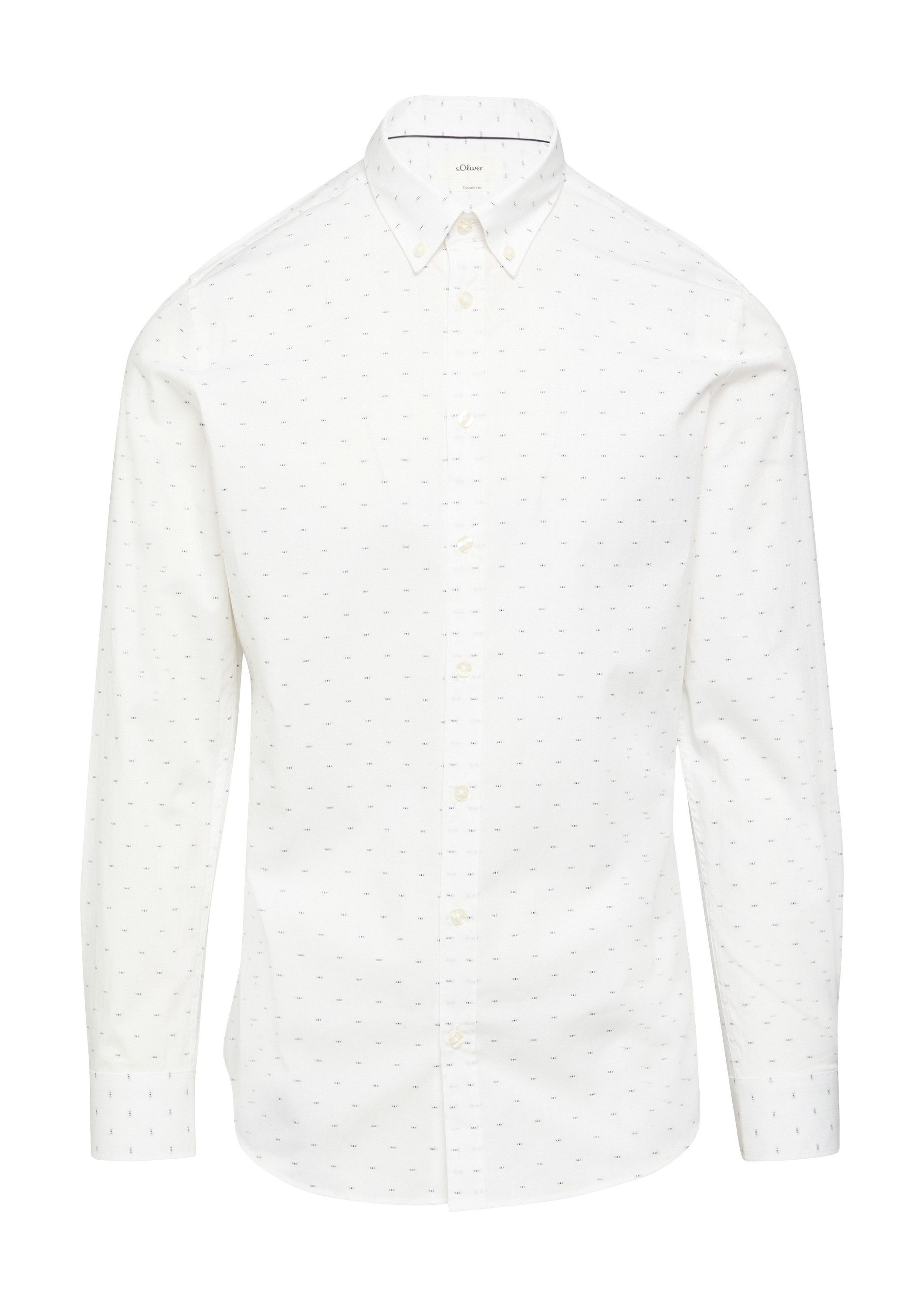 s.Oliver Langarmhemd Hemd Tailored Fit: Button-Down-Hemd aus Baumwollstretch