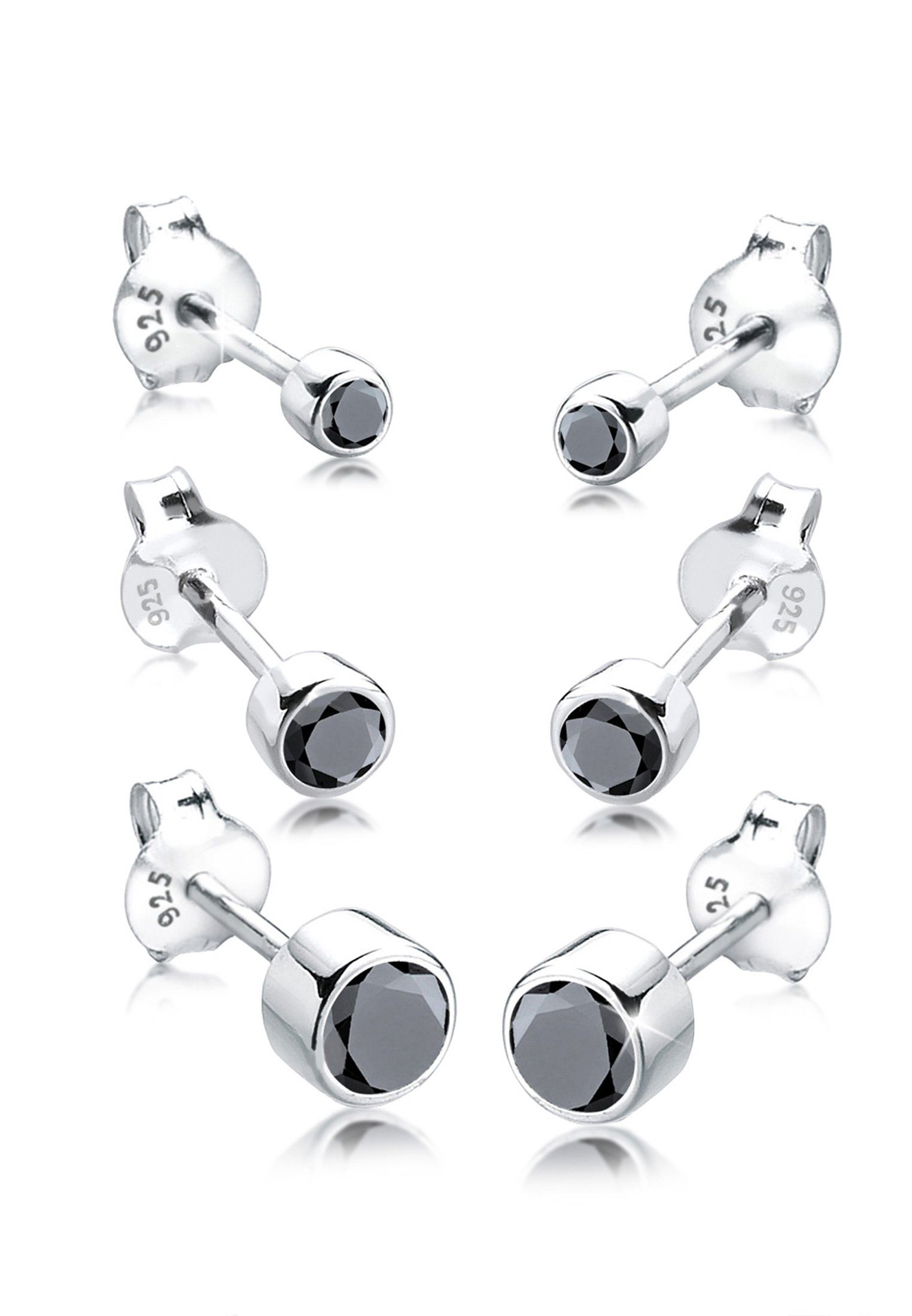 Elli Ohrring-Set 3er Stecker Set Basic Ohrstecker Zirkonia 925 Sterling Silber, Kugel