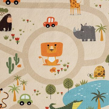Kinderteppich Kinderteppich Spielteppich Safari / Straßen rutschfest beige, Teppich-Traum, rechteckig