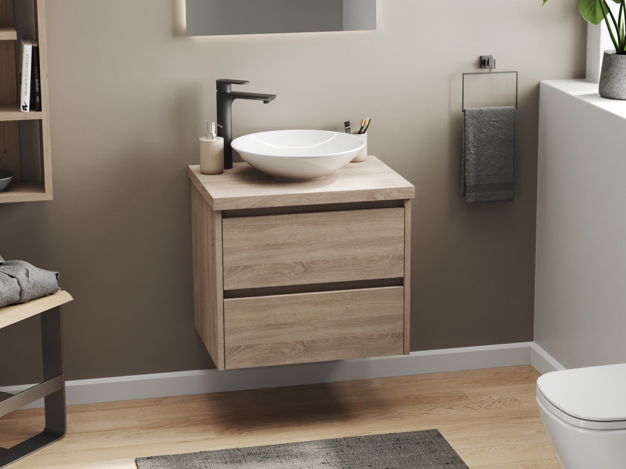 Aqua Bagno Badmöbel-Set mit Waschbecken in versch. Größen - Badschrank häng günstig online kaufen