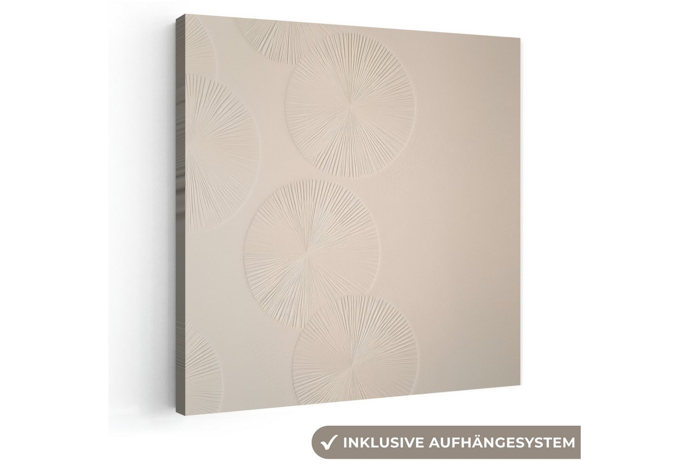 OneMillionCanvasses® Leinwandbild Japandi - Beige - Modern, Fotodruck (1 St), Wandbild, Deko Schlafzimmer Wohnzimmer Flur 20x20 cm