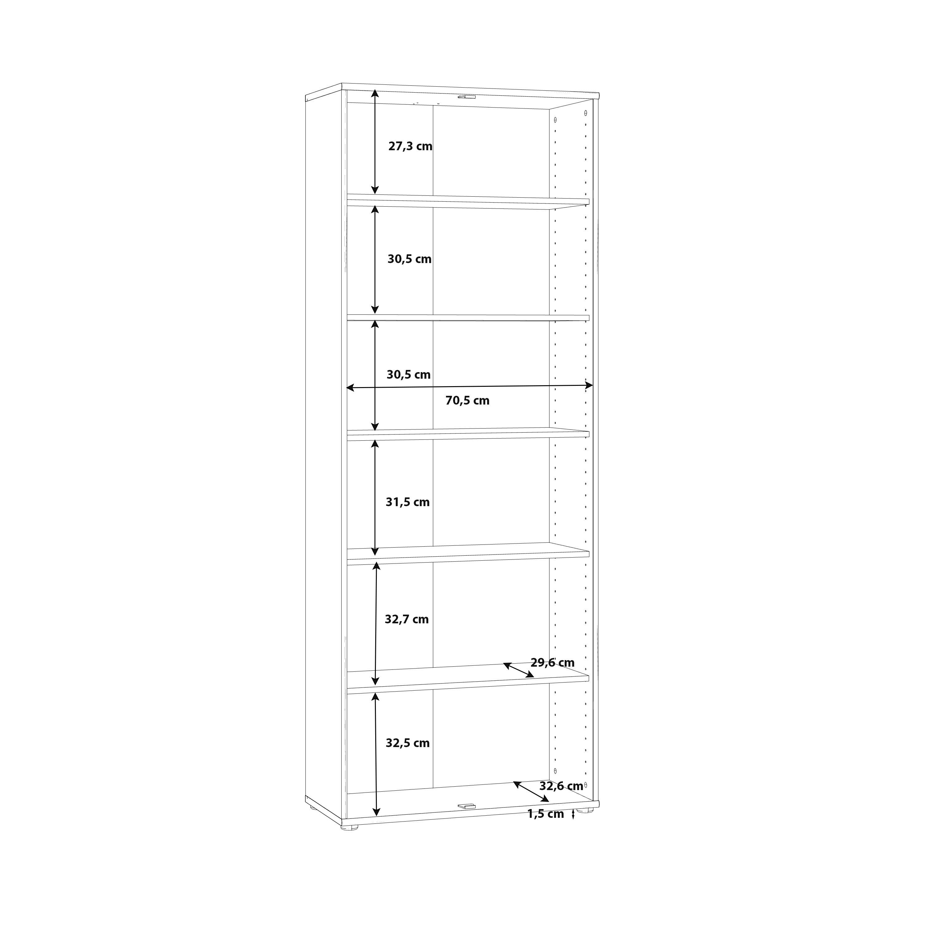 Moderner cm, 73,7 Spanplatte aus Tiefe 2 Breite Holztüren, Weiß Konstruktionsboden Aktenschrank möbelando cm, 197,5 34,8 Schrank und cm 4 in Einlegeböden. Höhe 1 mit Tembi