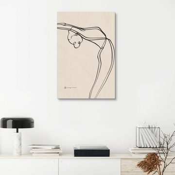 Posterlounge Holzbild Yoga In Art, Gestreckte Berg Pose (Urdvha Hastasana), Schlafzimmer Minimalistisch Illustration