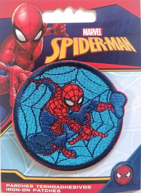 MARVEL Aufnäher Bügelbild, Aufbügler, Applikationen, Patches, Flicken, zum aufbügeln, Polyester, Spiderman Comic Netz Button - Größe: 6,4 x 6,1 cm