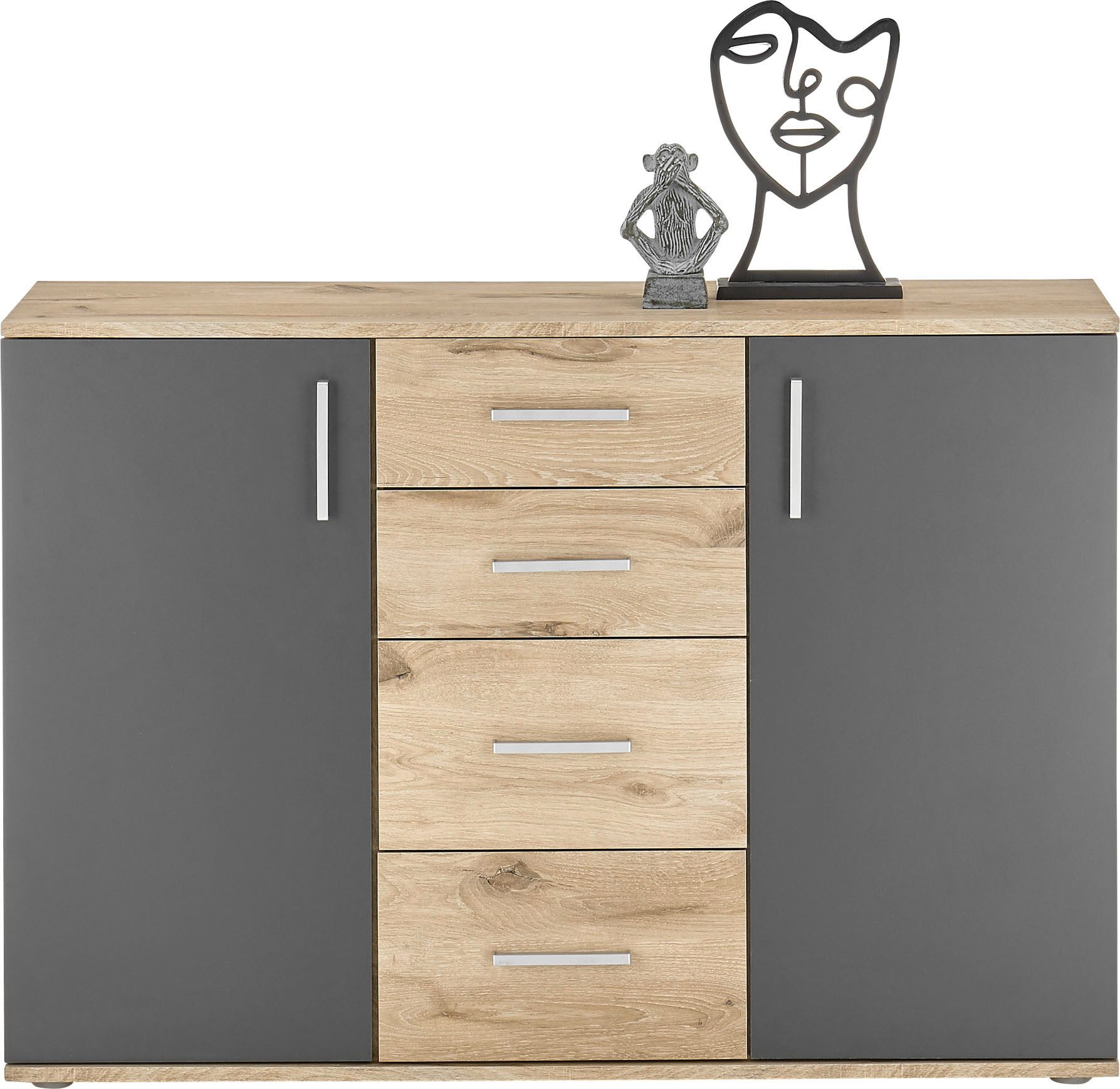 HBZ Kommode BC-Drift-2, Sideboard Stellmaß 120x84x35 cm (1 St), Sideboard mit 2 Türen, 4 Schubkästen, 2 Einlegeböden