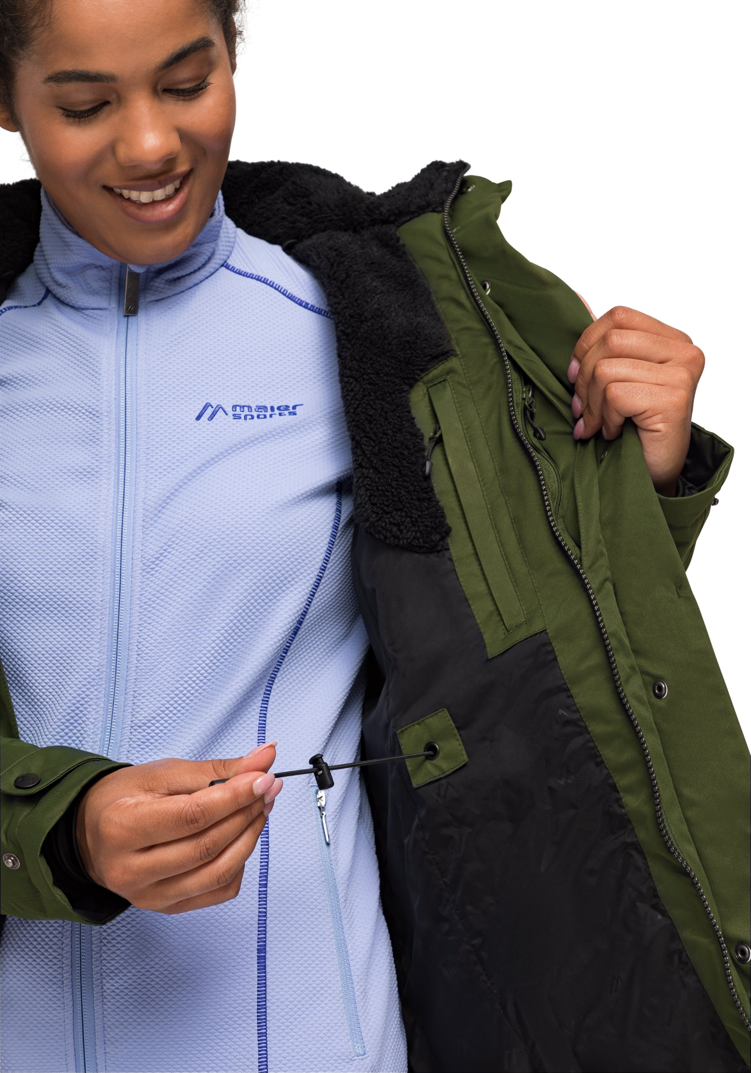Maier Sports Funktionsjacke vollem Lisa 2 Wetterschutz dunkelgrün mit Outdoor-Mantel