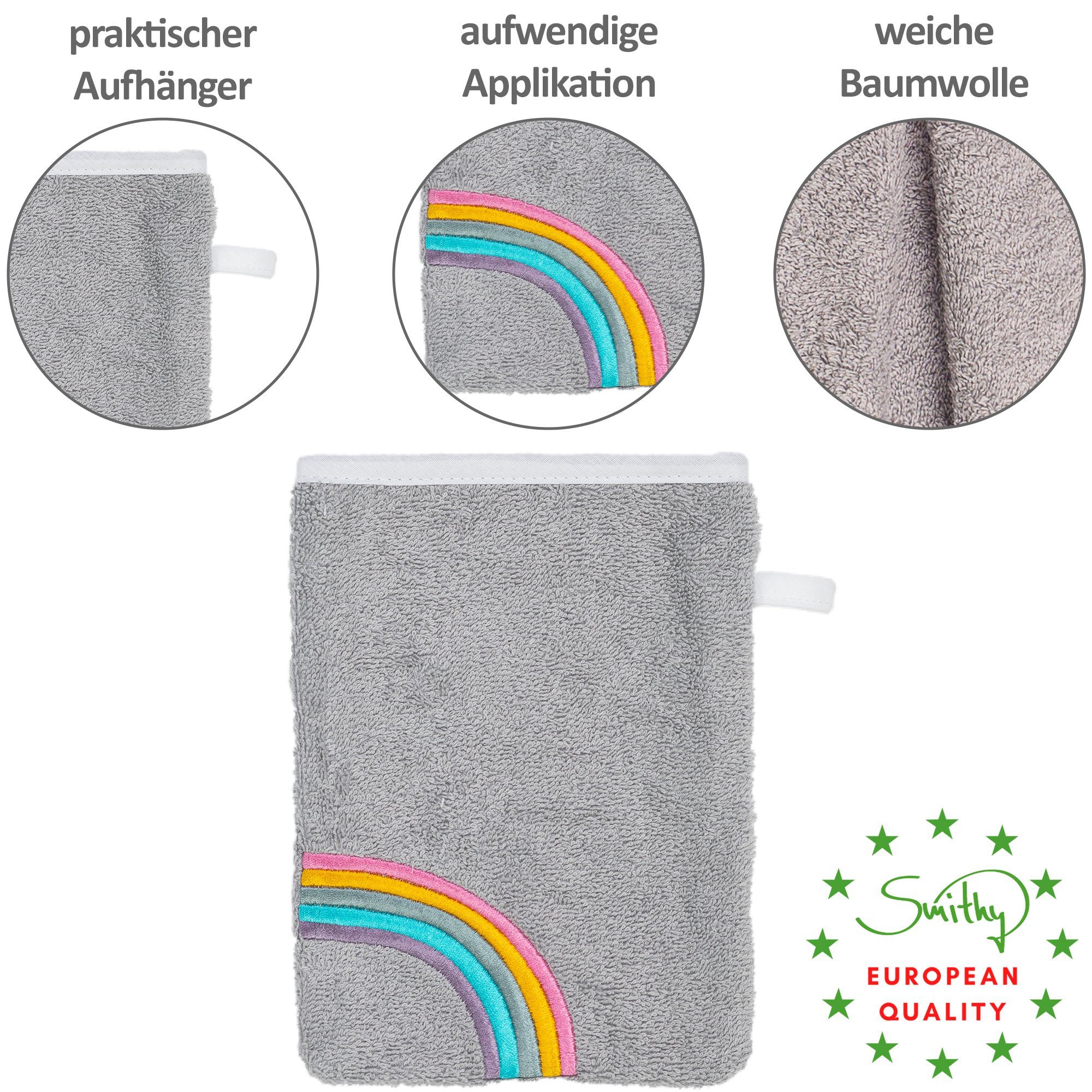 Smithy Handtuch Set 3-tlg. mit Set Regenbogen/Wolke, Kapuzenhandtuch, 3-tlg), (Spar-Set, aus Lätzchen Waschlappen Frottee, und