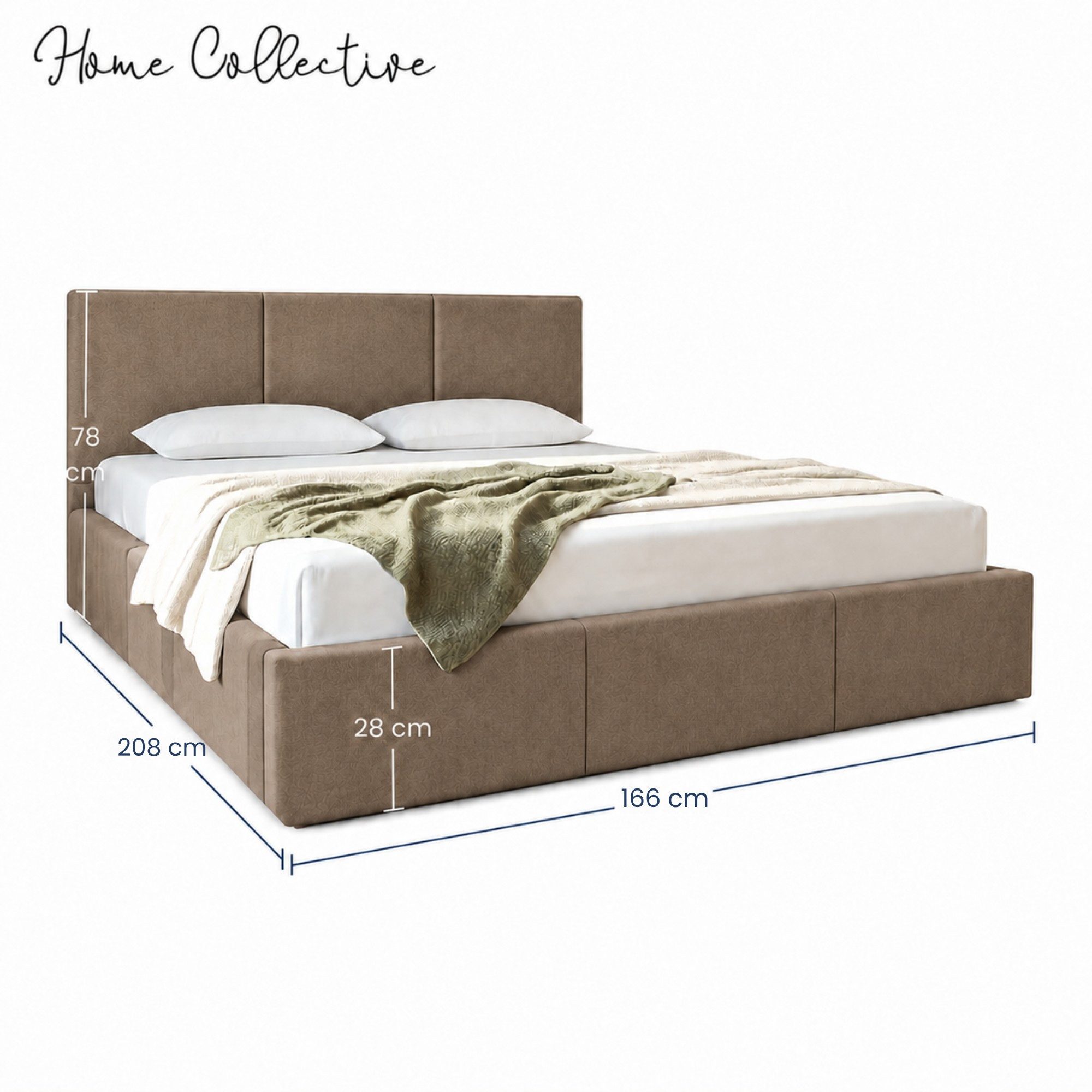 Home Collective Polsterbett Bett Doppelbett Bettgestell mit Lattenrost & Stauraum, mehrere Größen (Größen: 120x200 140x200 160x200 180x200, samtweicher Velourss – Bild 3 von 5