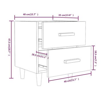 furnicato Nachttisch Nachttische 2 Stk. Betongrau 40x35x47,5 cm