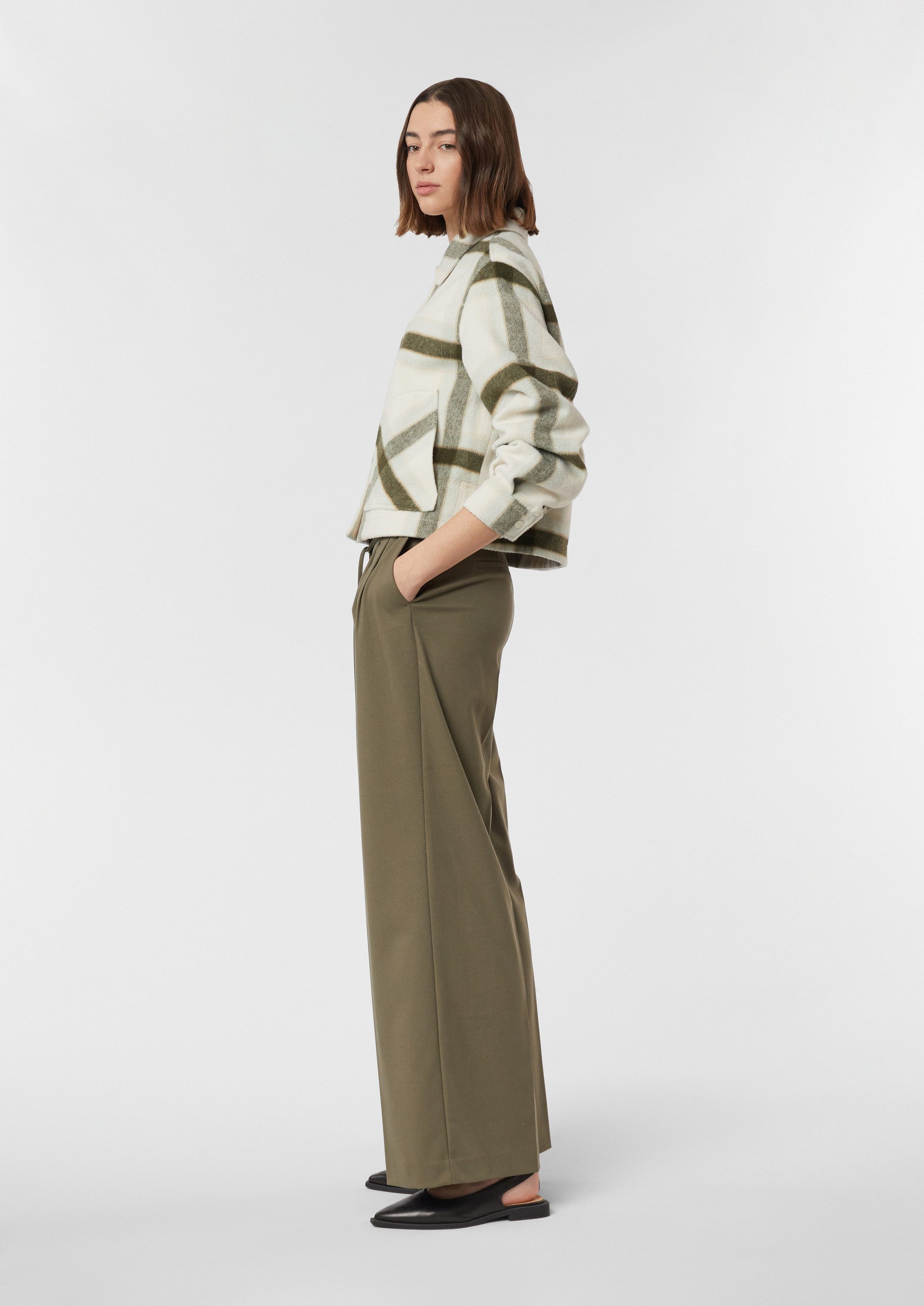 comma Chinos Hose Fließende Wide-Leg-Hose mit abnehmbarem Gürtel
